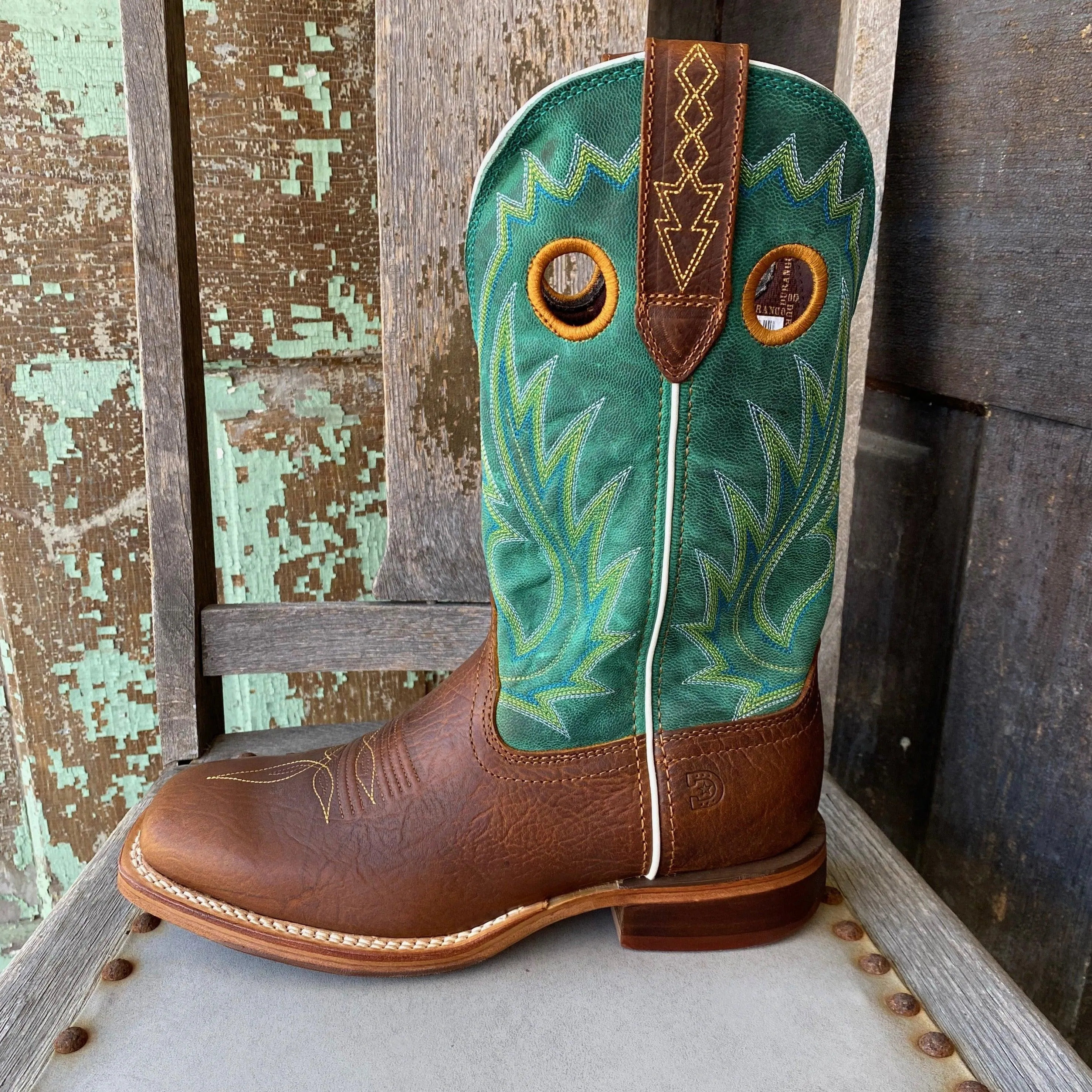 Durango Men's Arena Pro XRT Golden Brown And Turquoise Square Toe Cowboy Boots DDB0308