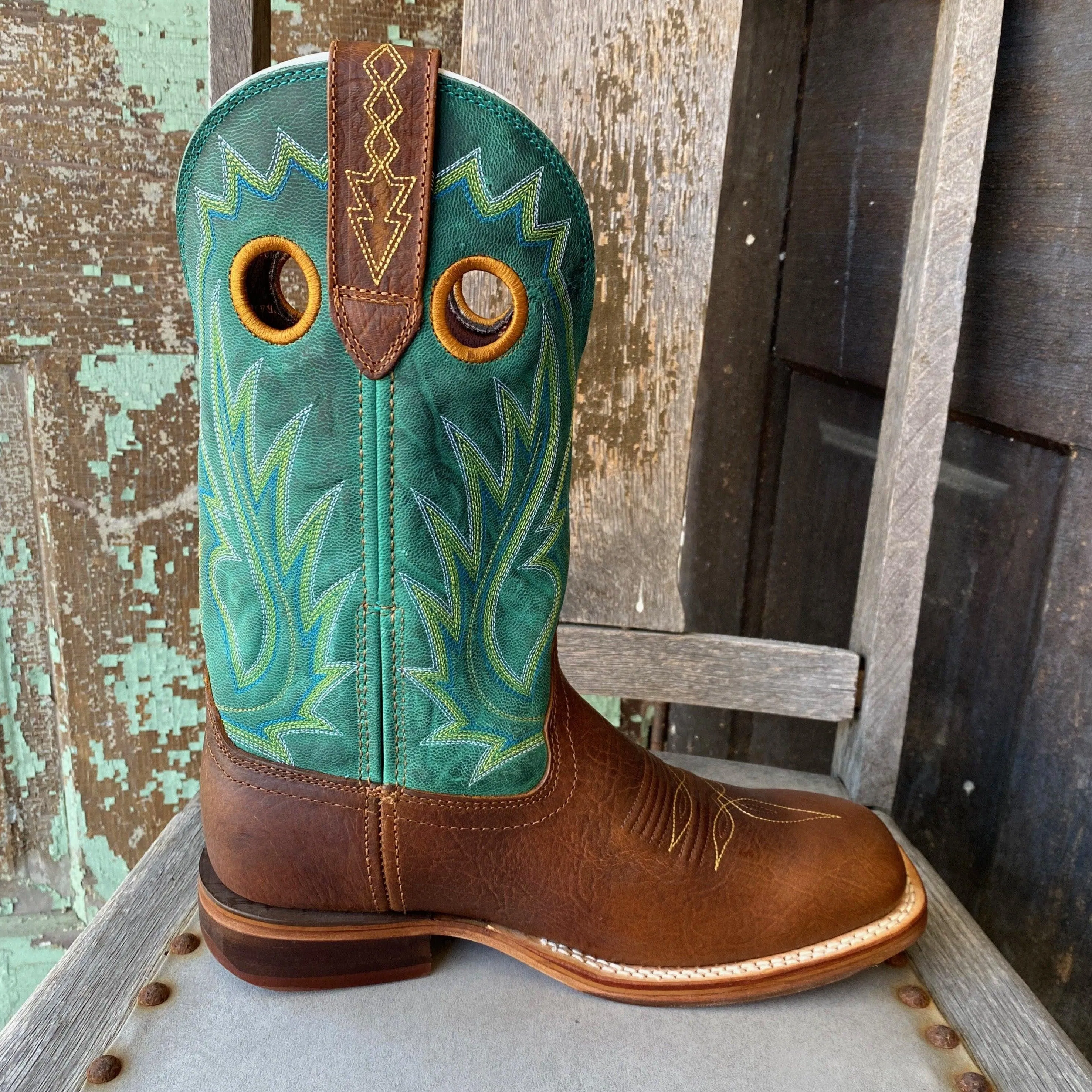 Durango Men's Arena Pro XRT Golden Brown And Turquoise Square Toe Cowboy Boots DDB0308