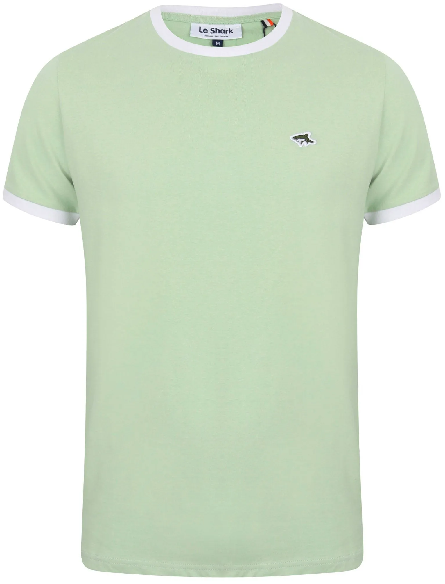 Earl Cotton Jersey Crew Neck Ringer T-Shirt In Silt Green - Le Shark