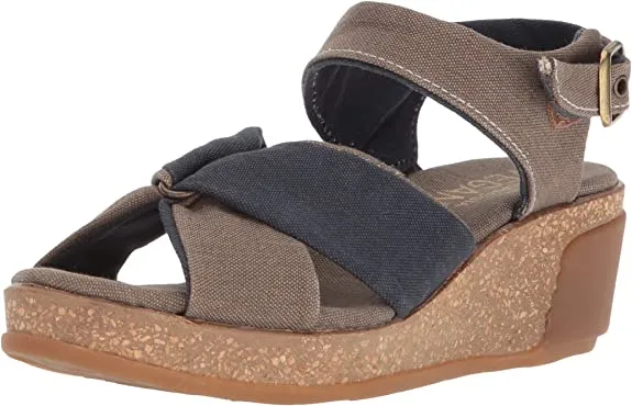 El Naturalista Women's N5007t Seaweed Canvas Wedge Sandal