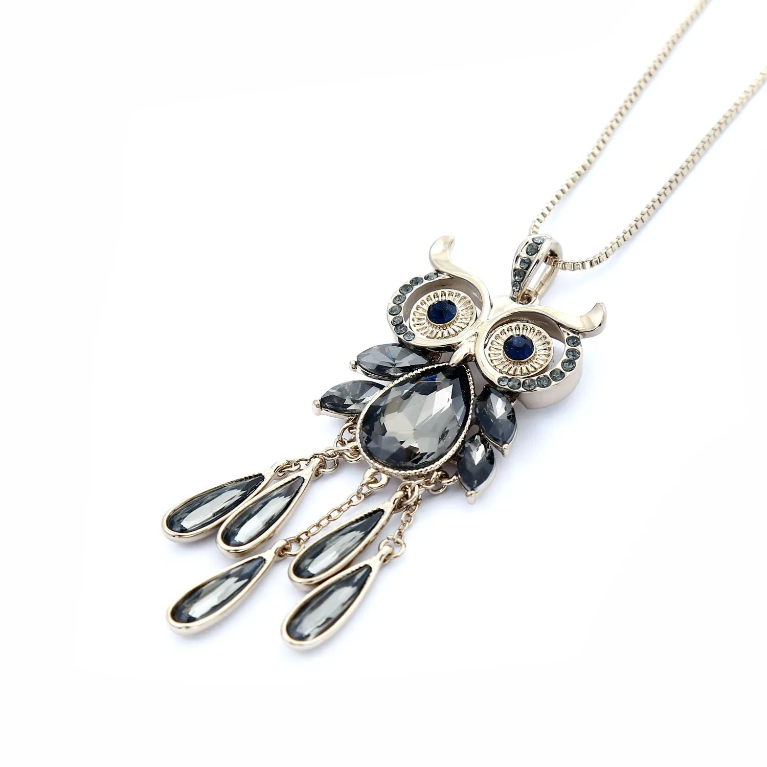 Empire Cove Owl Pendant Necklace  Silver Toned Rhinestone Fashion Jewelry