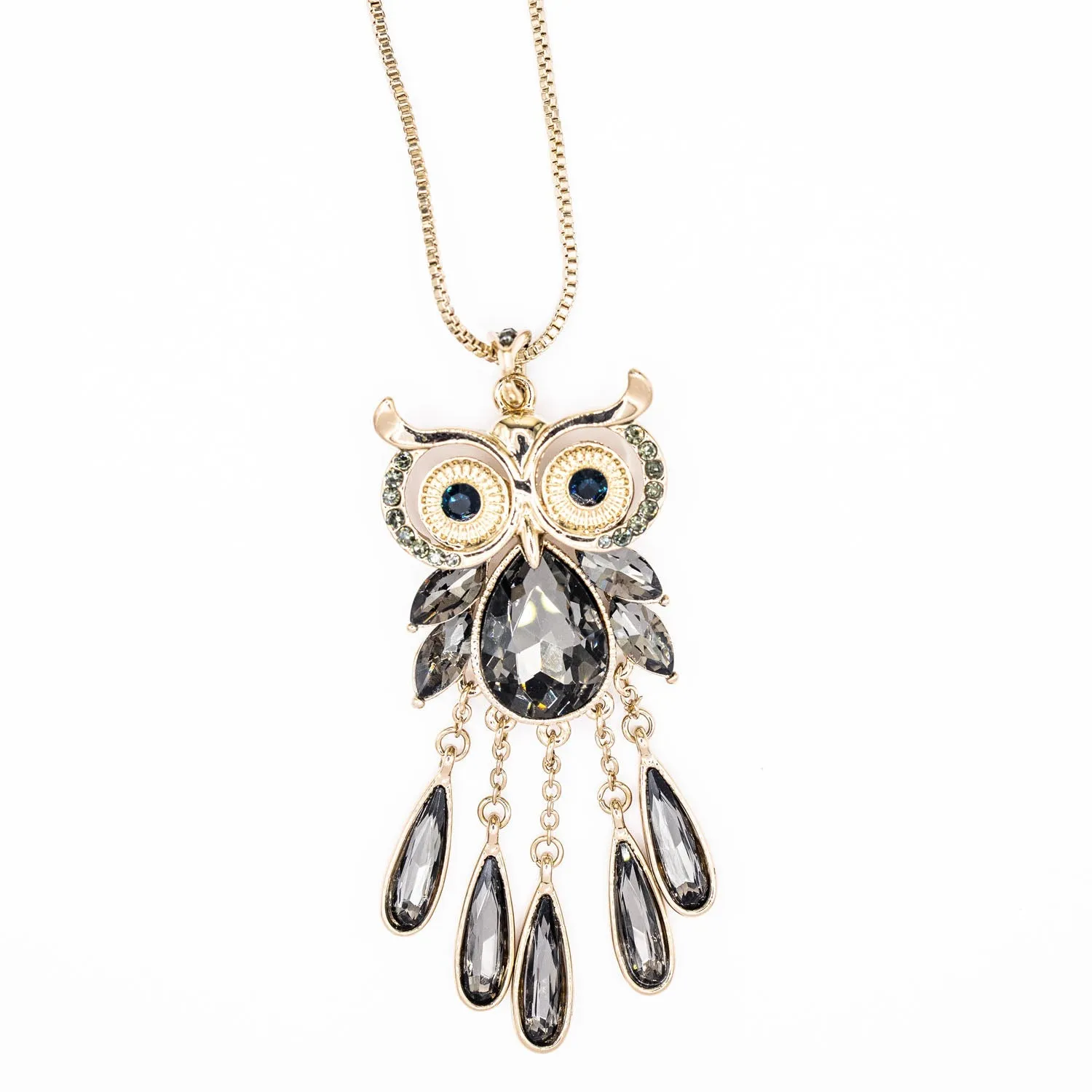 Empire Cove Owl Pendant Necklace  Silver Toned Rhinestone Fashion Jewelry