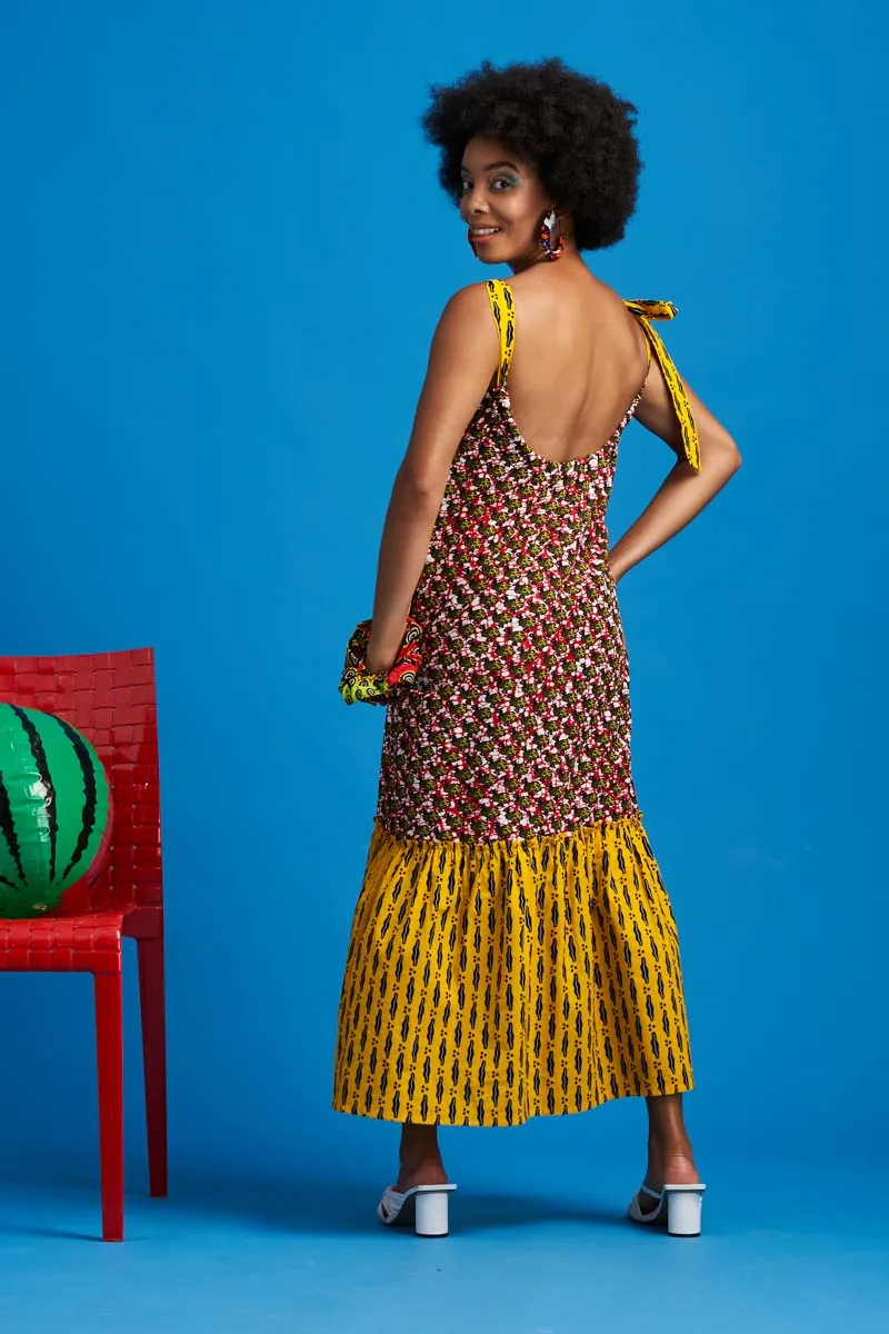 Eya Dress - Yellow/ Red Print