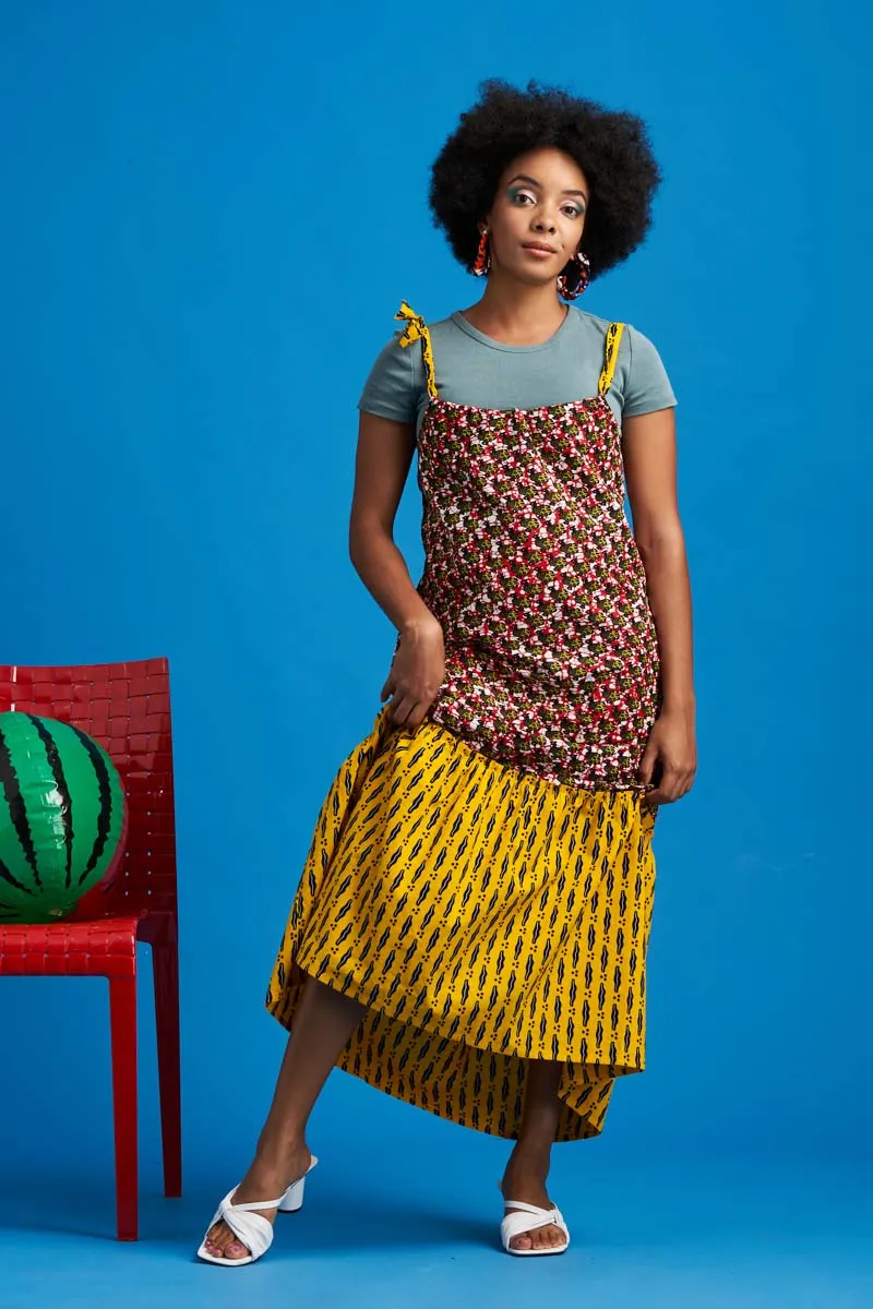 Eya Dress - Yellow/ Red Print