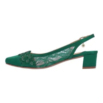 FALEECE-EMERALD GREEN SATIN/LACE | L'AMOUR DES PIEDS