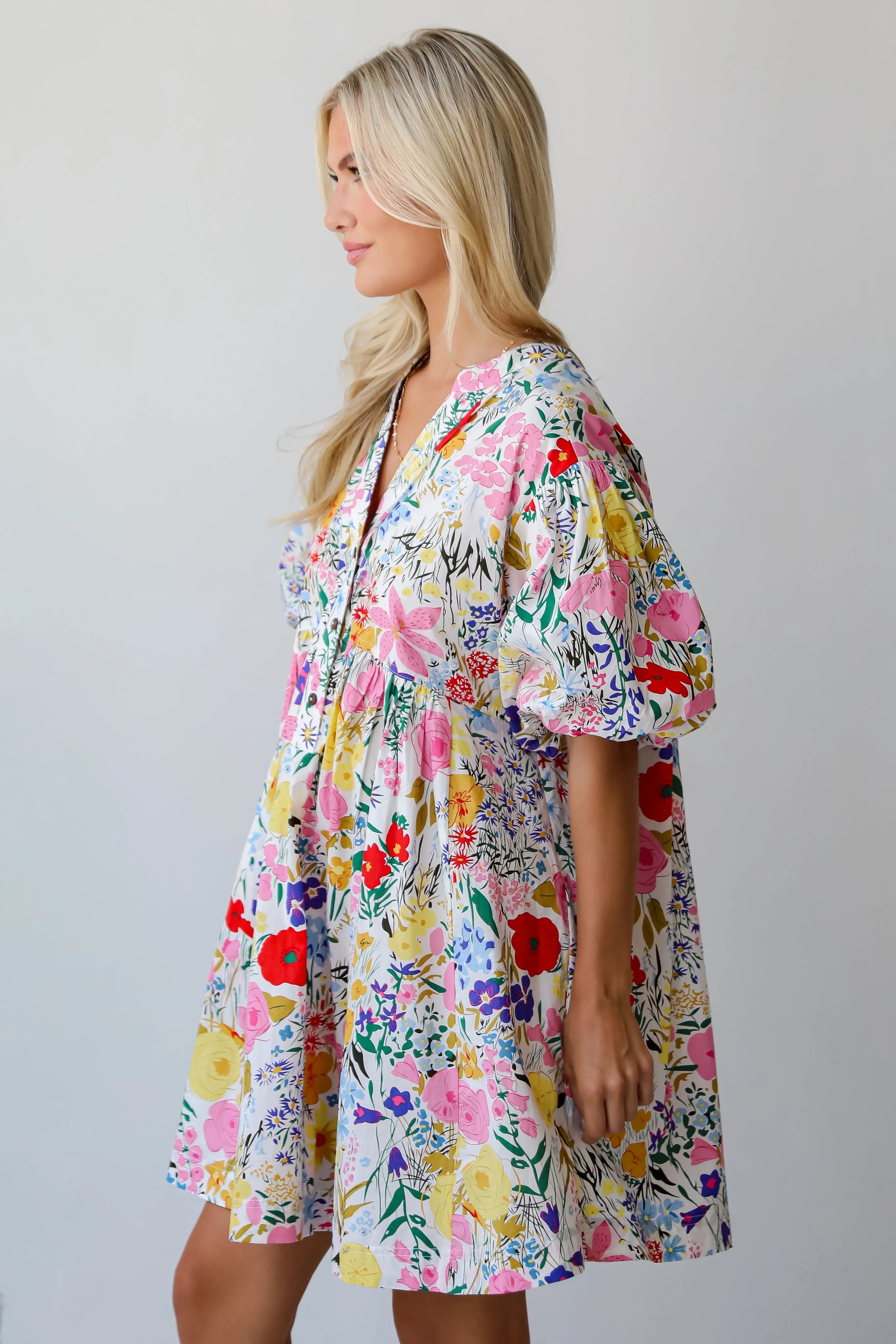 FINAL SALE - Breezy Catch Multicolored Floral Mini Dress