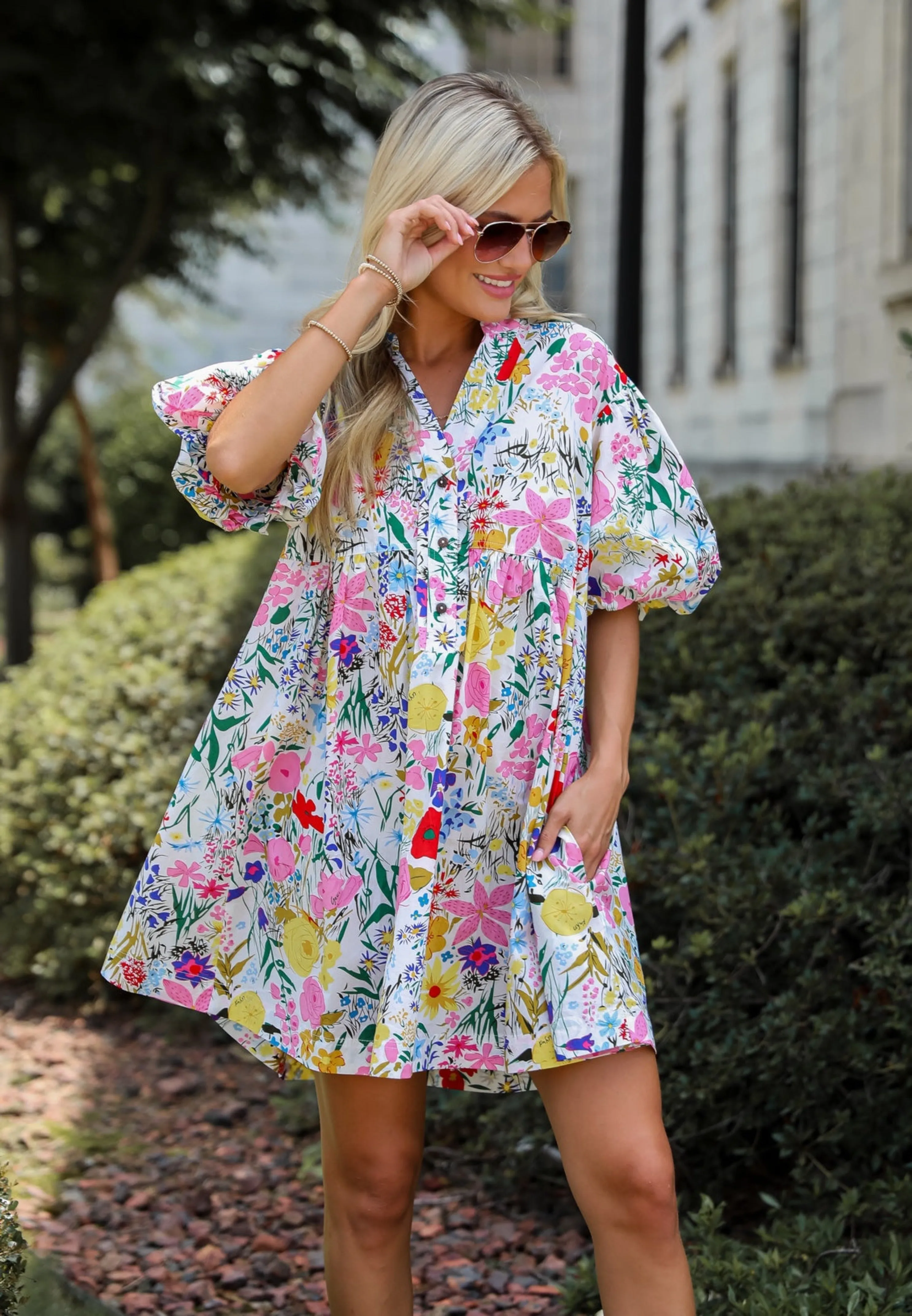 FINAL SALE - Breezy Catch Multicolored Floral Mini Dress