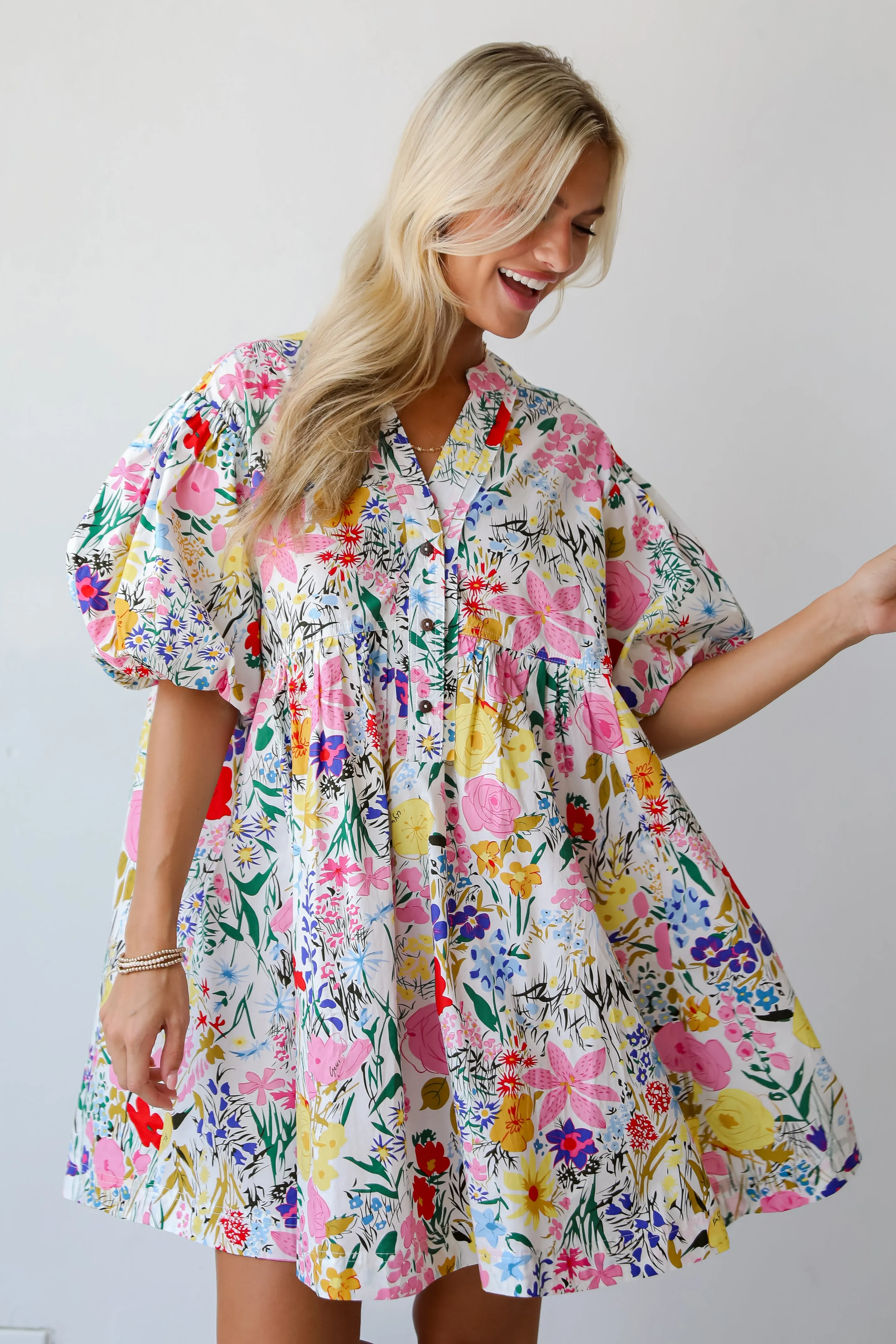 FINAL SALE - Breezy Catch Multicolored Floral Mini Dress