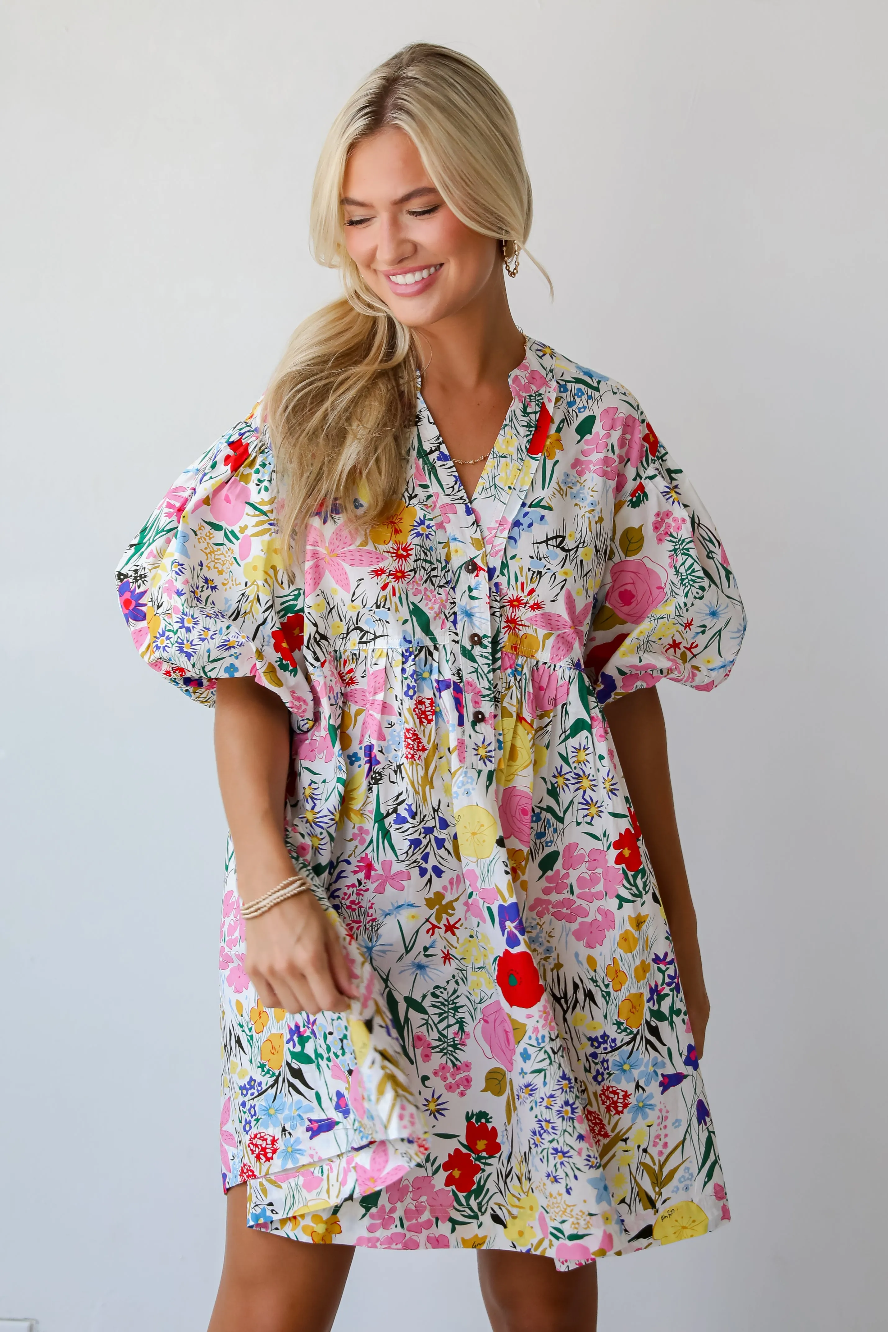 FINAL SALE - Breezy Catch Multicolored Floral Mini Dress