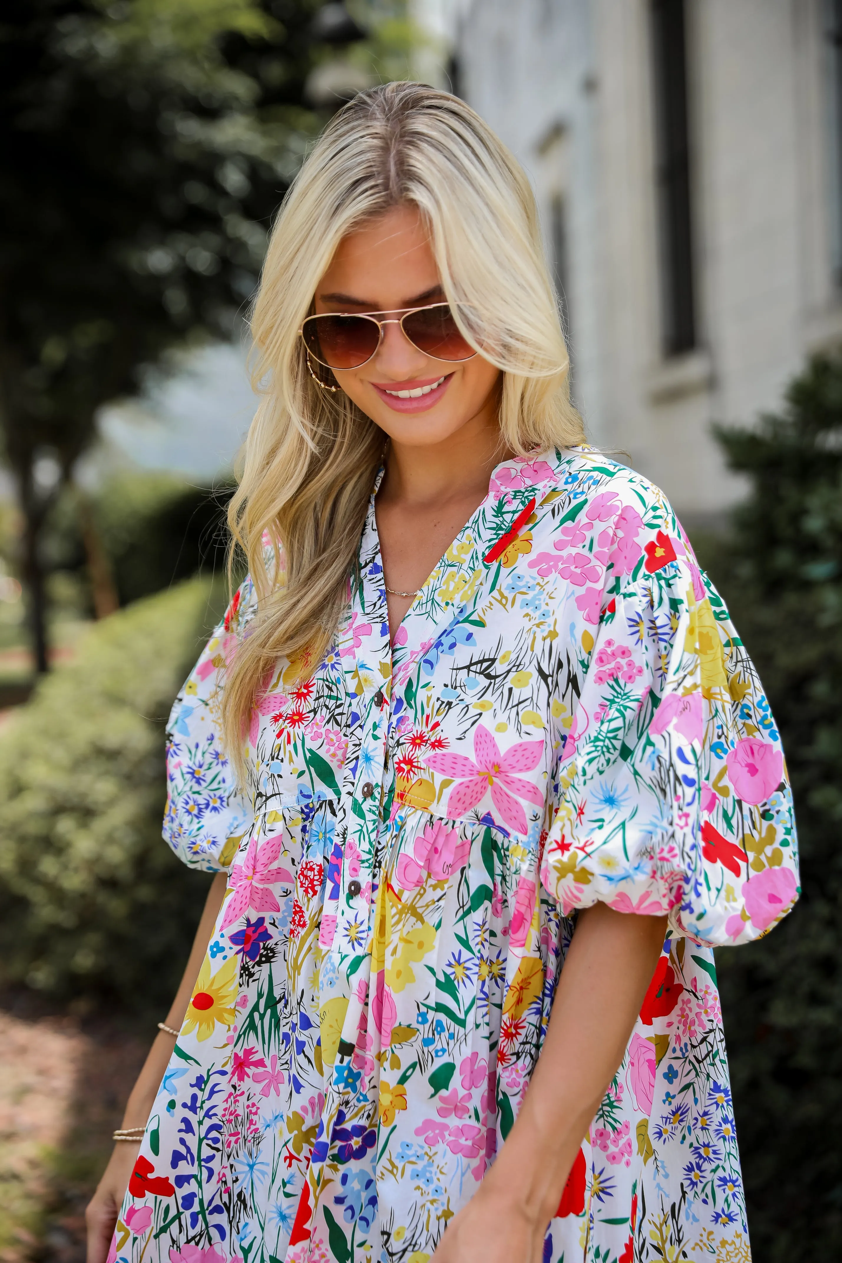 FINAL SALE - Breezy Catch Multicolored Floral Mini Dress