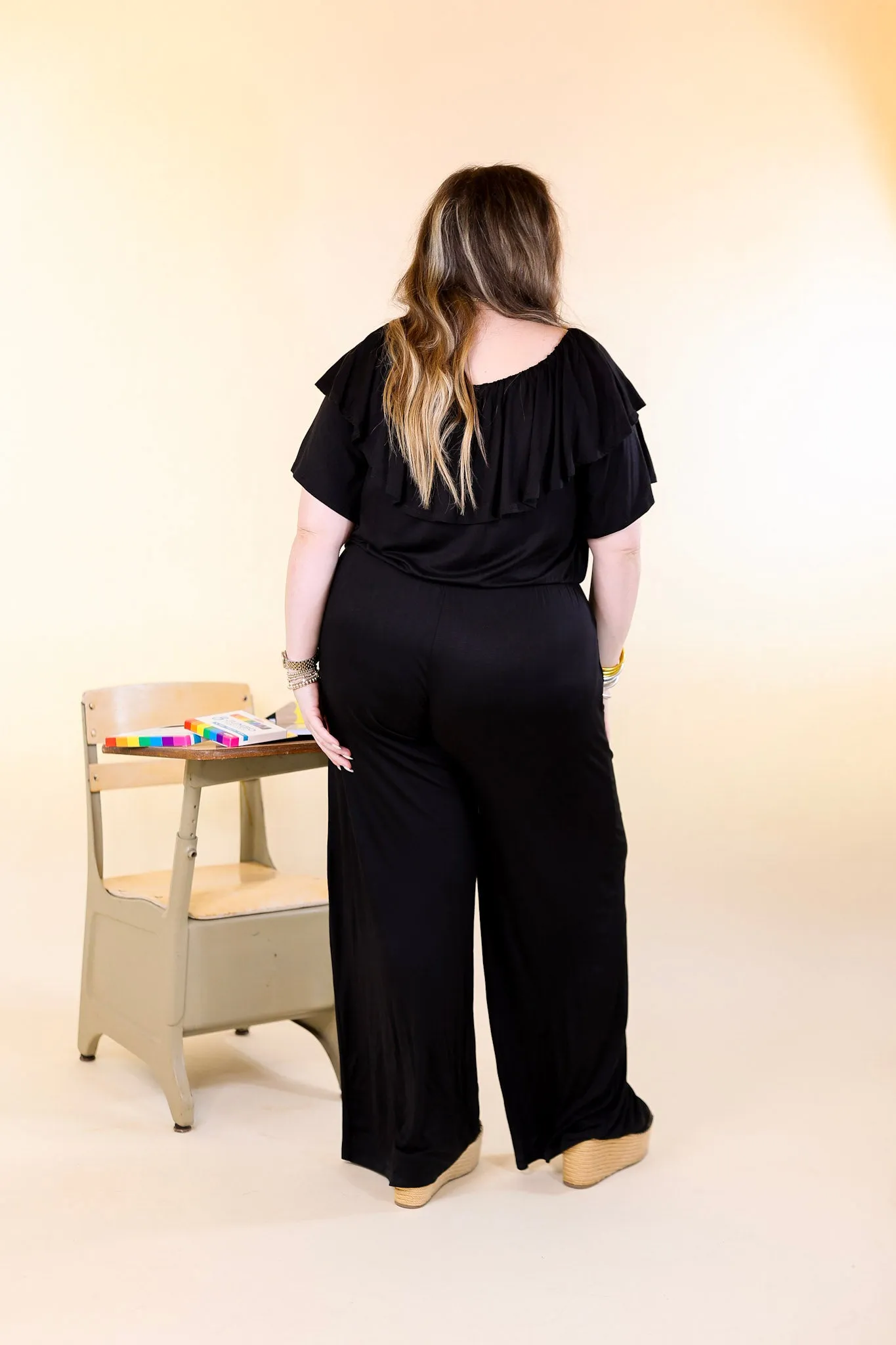 Firm Believer Off the Shoulder Jumpsuit in Black