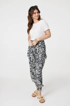 Floral Animal Print Harem Trousers