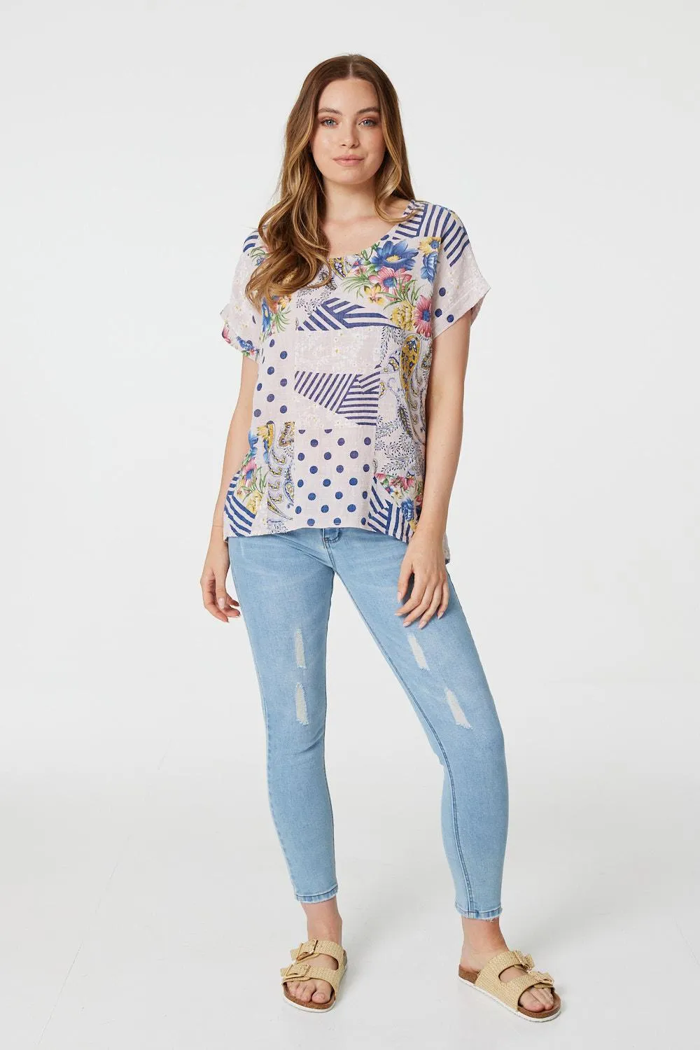 Floral Patchwork Oversized Top