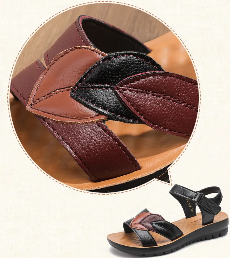 Genuine Leather Comfortable Soft Flat Non-slip Sandals