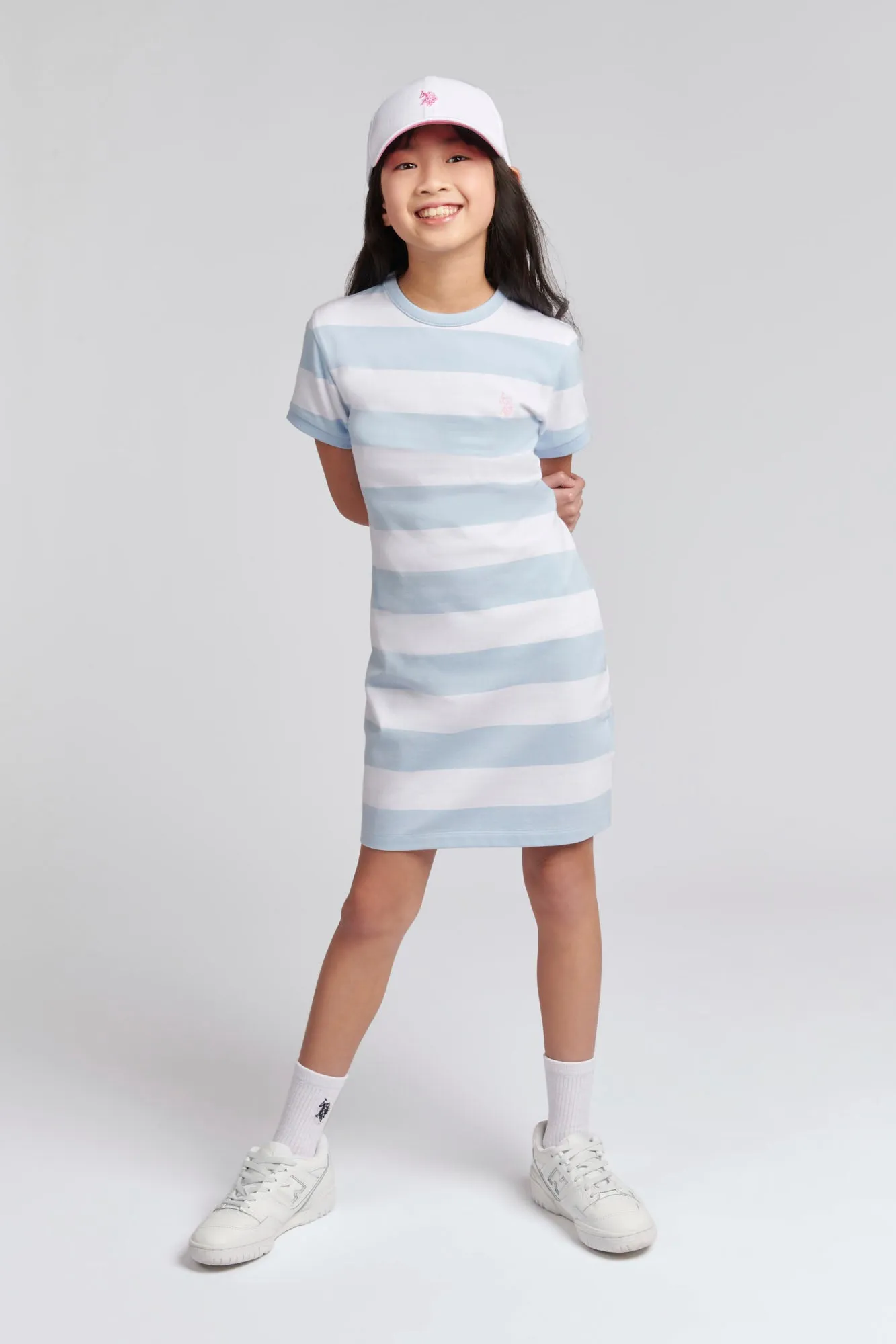 Girls Striped T-Shirt Dress in Windsurfer