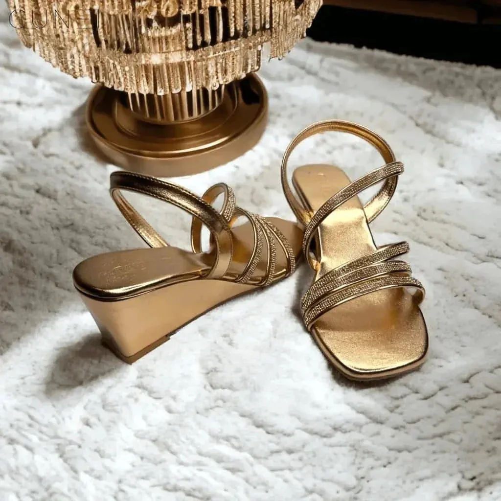 Golden Glitter Wedges