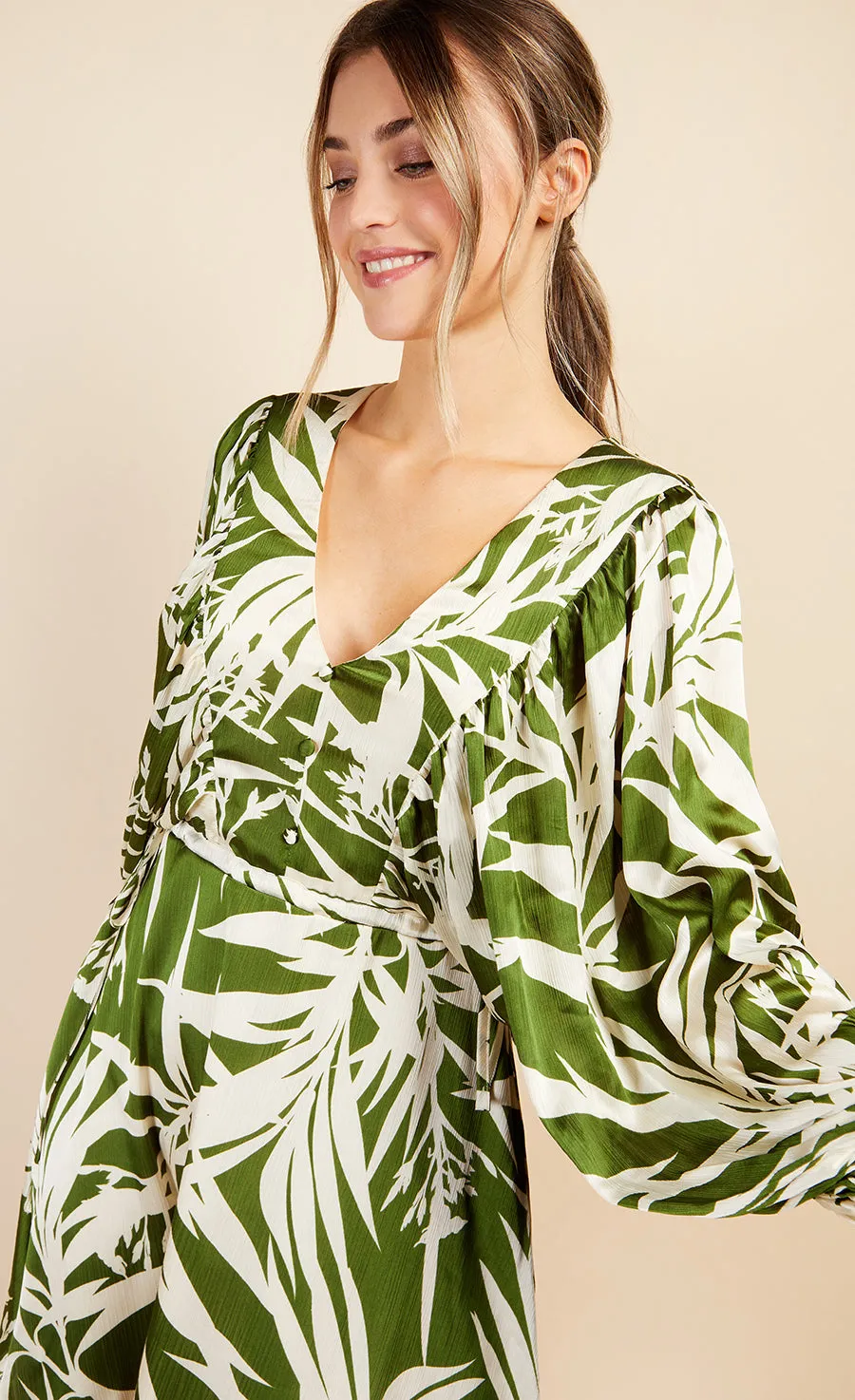 Green Print Satin Mini Dress by Vogue Williams