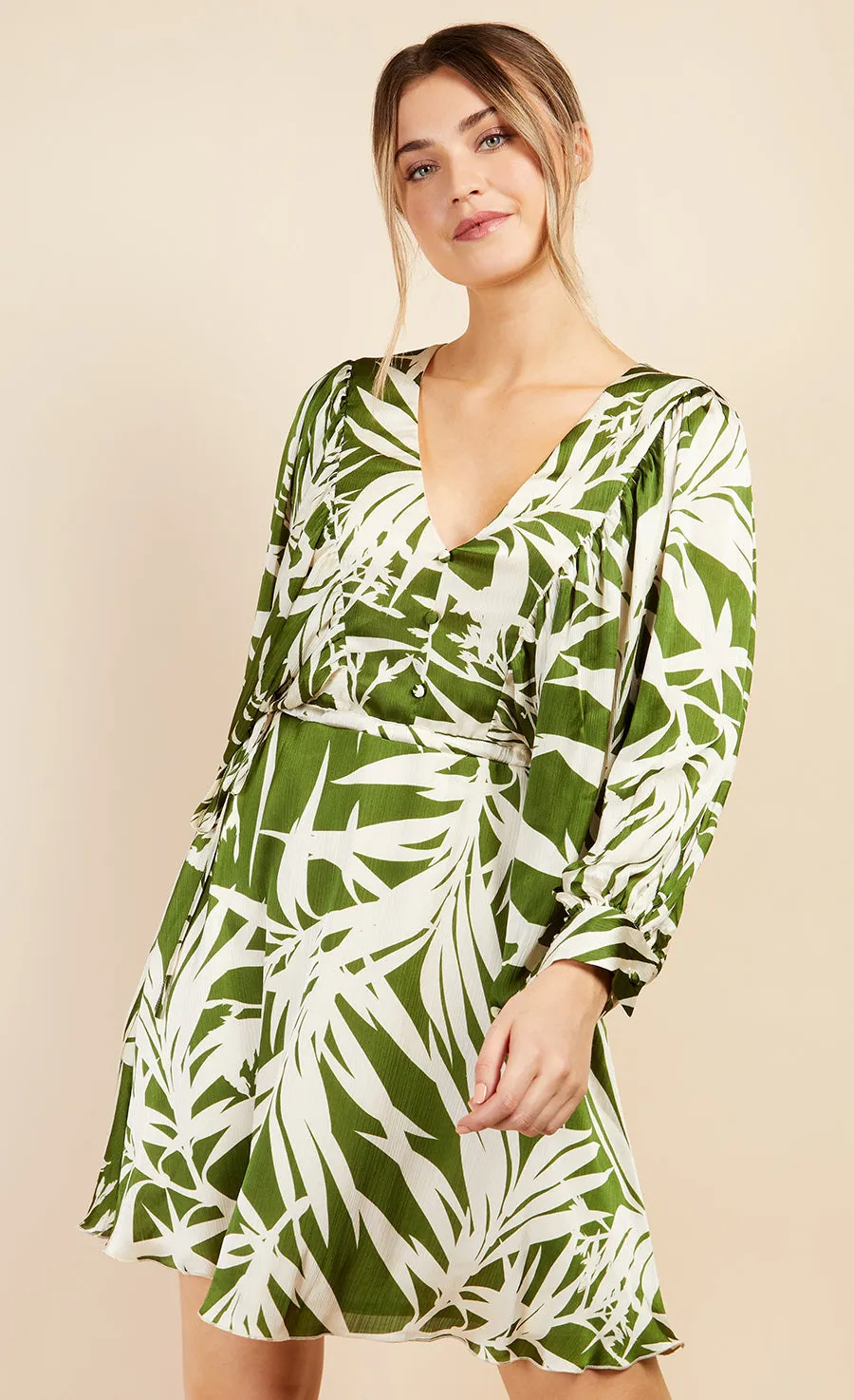 Green Print Satin Mini Dress by Vogue Williams