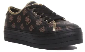 Guess Buddi 2 Active Women's Platform Lace Up Sneakers In Black Brown