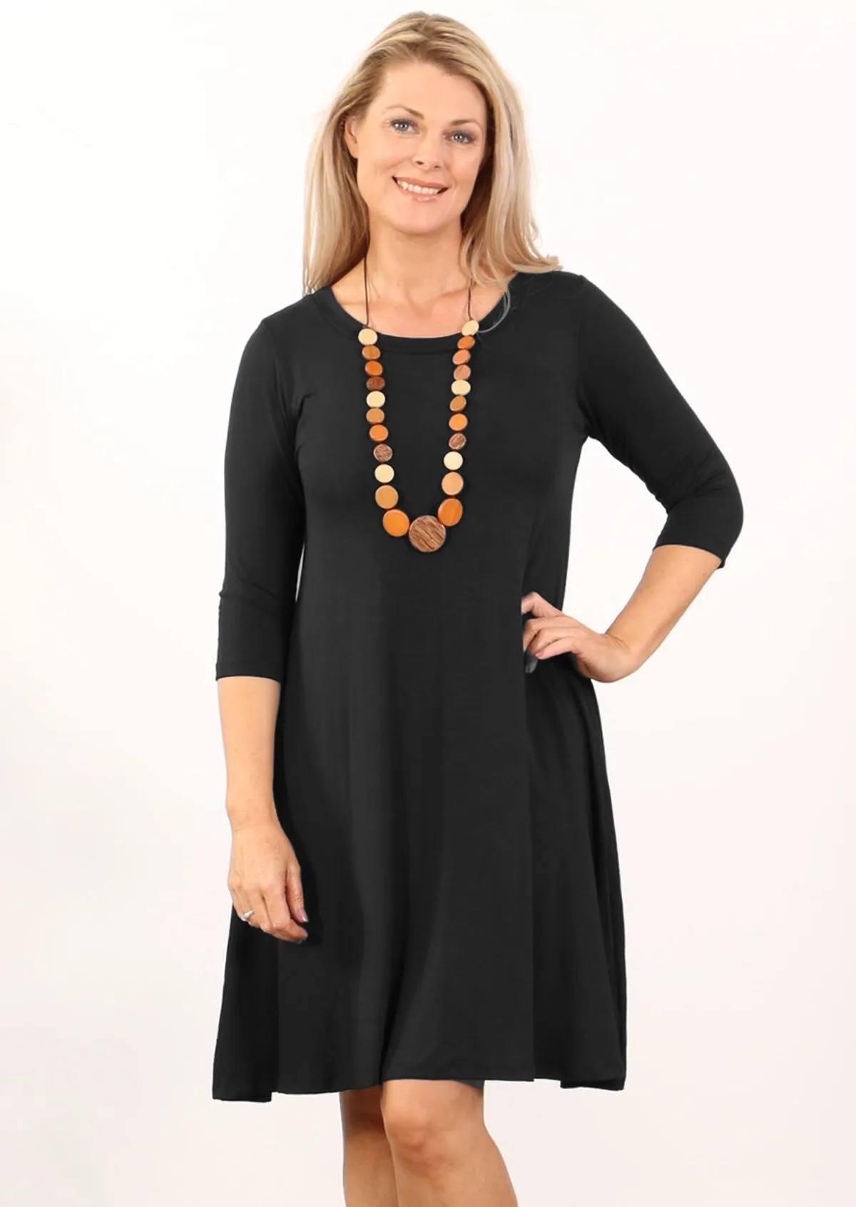 Half Sleeve Jersey Dress Black