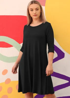 Half Sleeve Jersey Dress Black