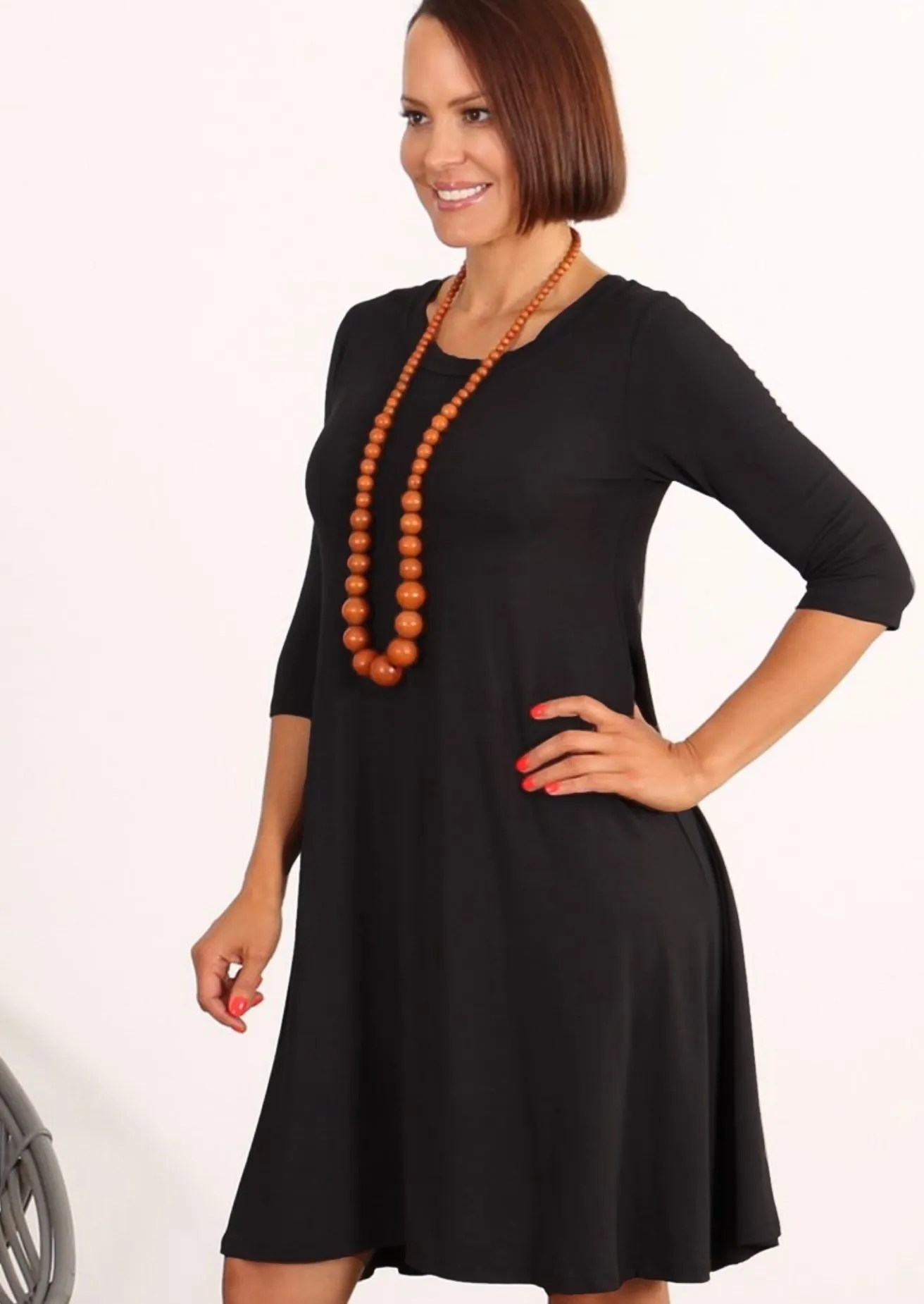 Half Sleeve Jersey Dress Black