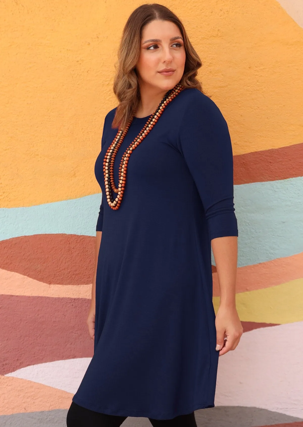 Half Sleeve Jersey Dress Navy Blue