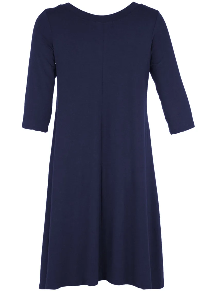 Half Sleeve Jersey Dress Navy Blue