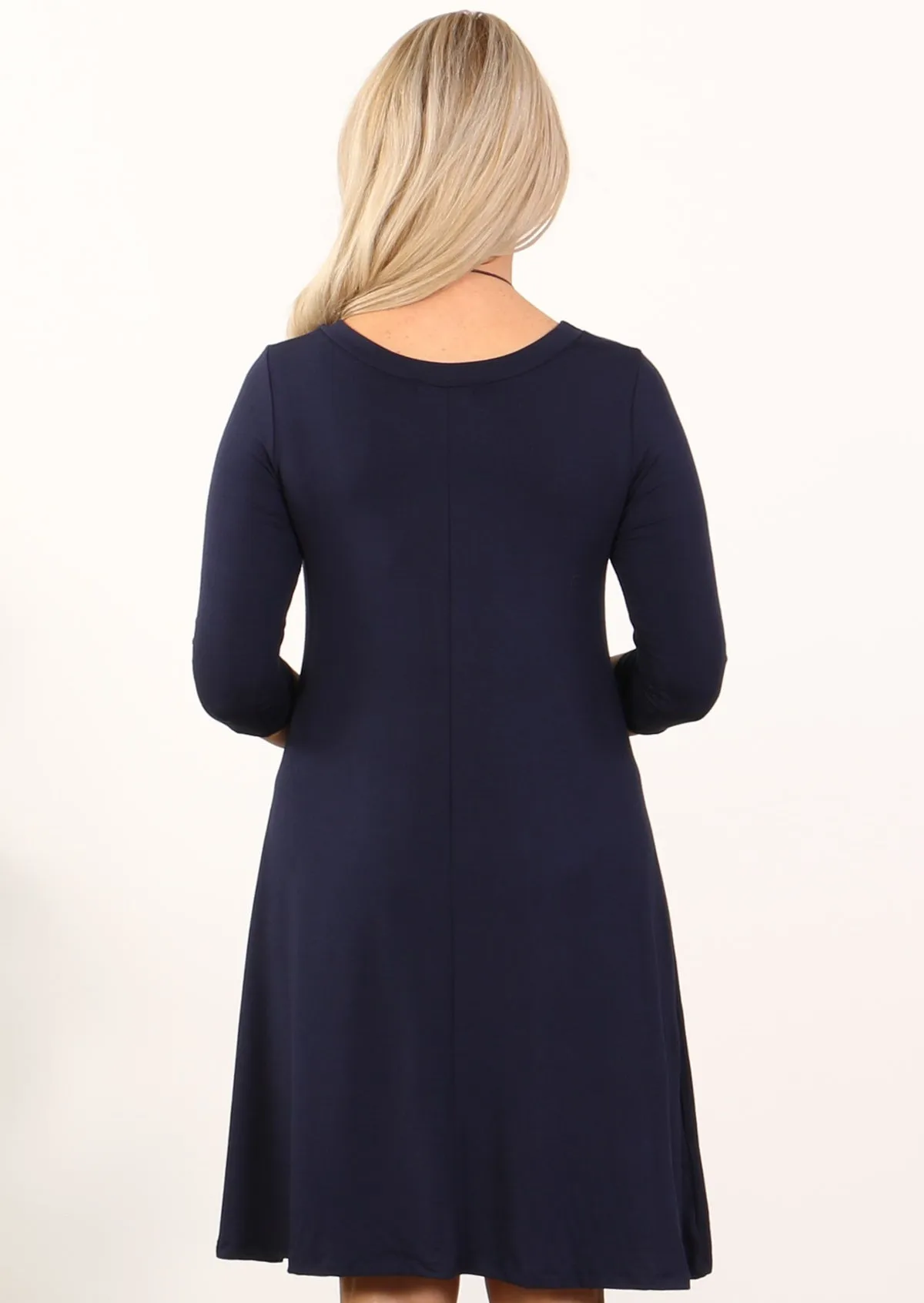 Half Sleeve Jersey Dress Navy Blue