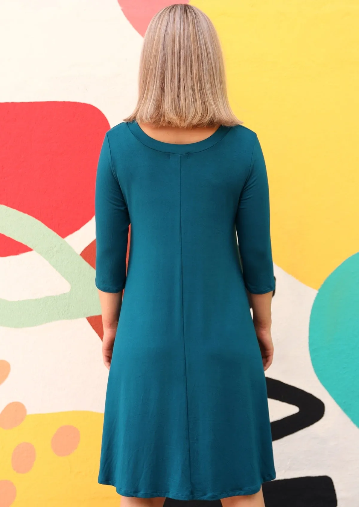 Half Sleeve Jersey Dress Teal