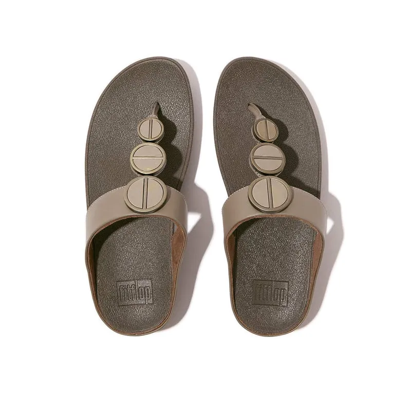 HALO METALLIC-TRIM LEATHER TOE-POST SANDALS