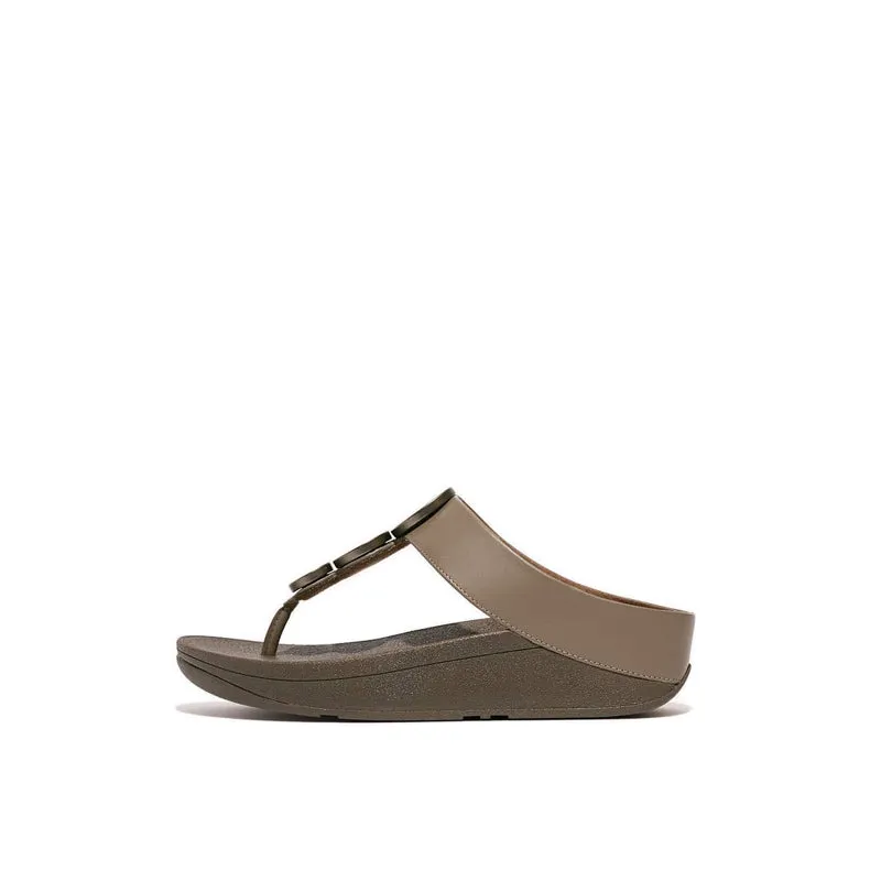 HALO METALLIC-TRIM LEATHER TOE-POST SANDALS