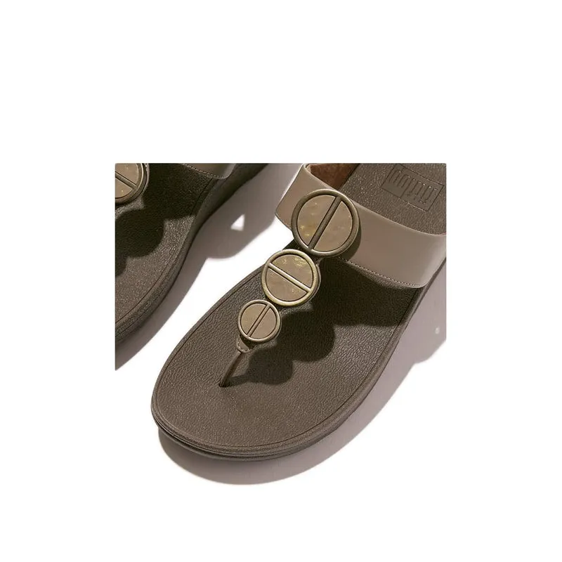 HALO METALLIC-TRIM LEATHER TOE-POST SANDALS