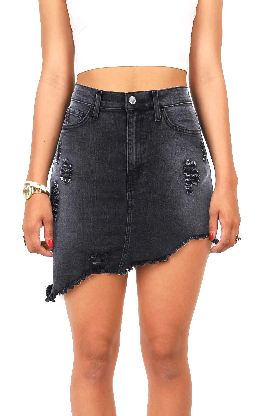 Jagged Edge Denim Skirt