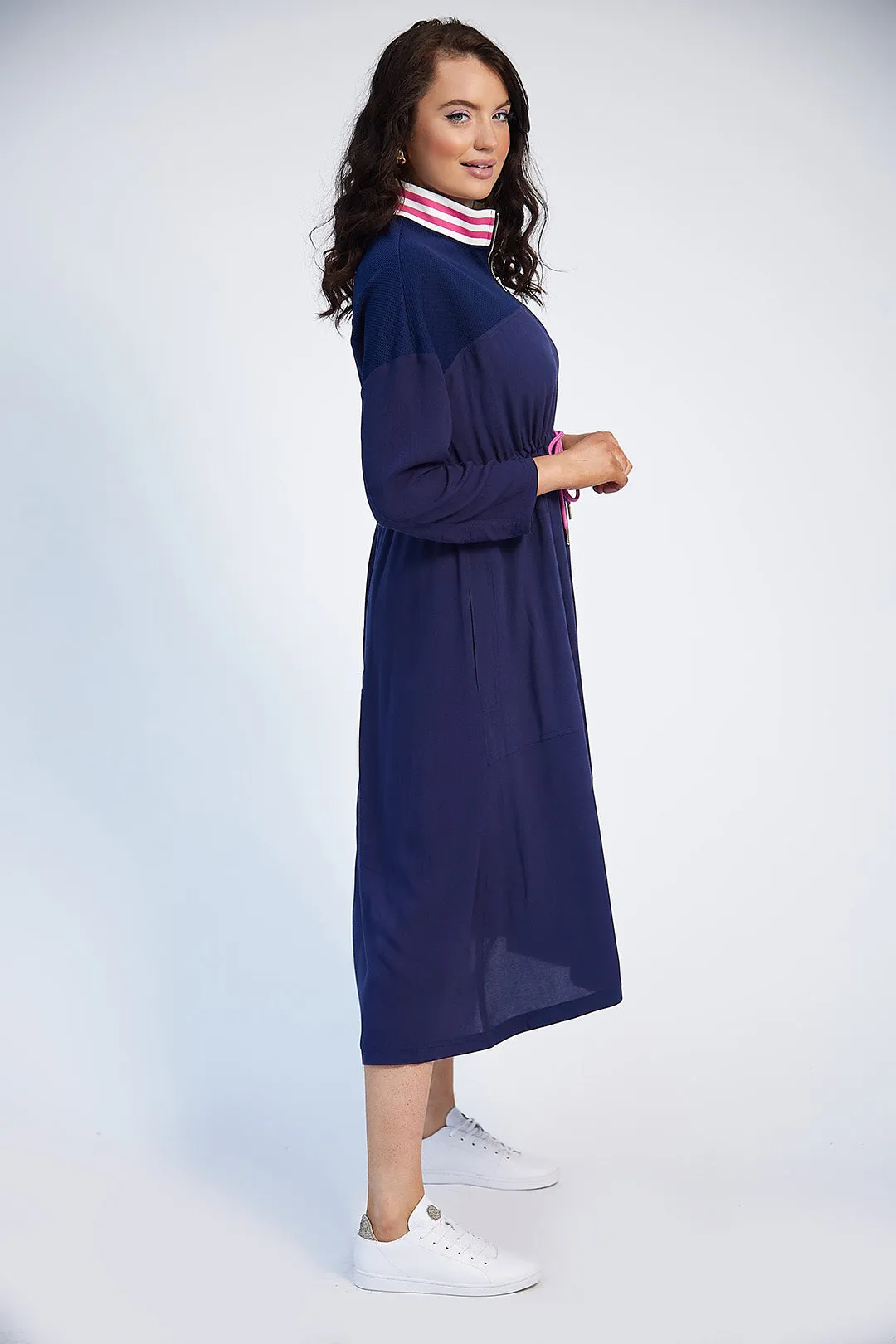 Katie Drawstring Dress (Navy)