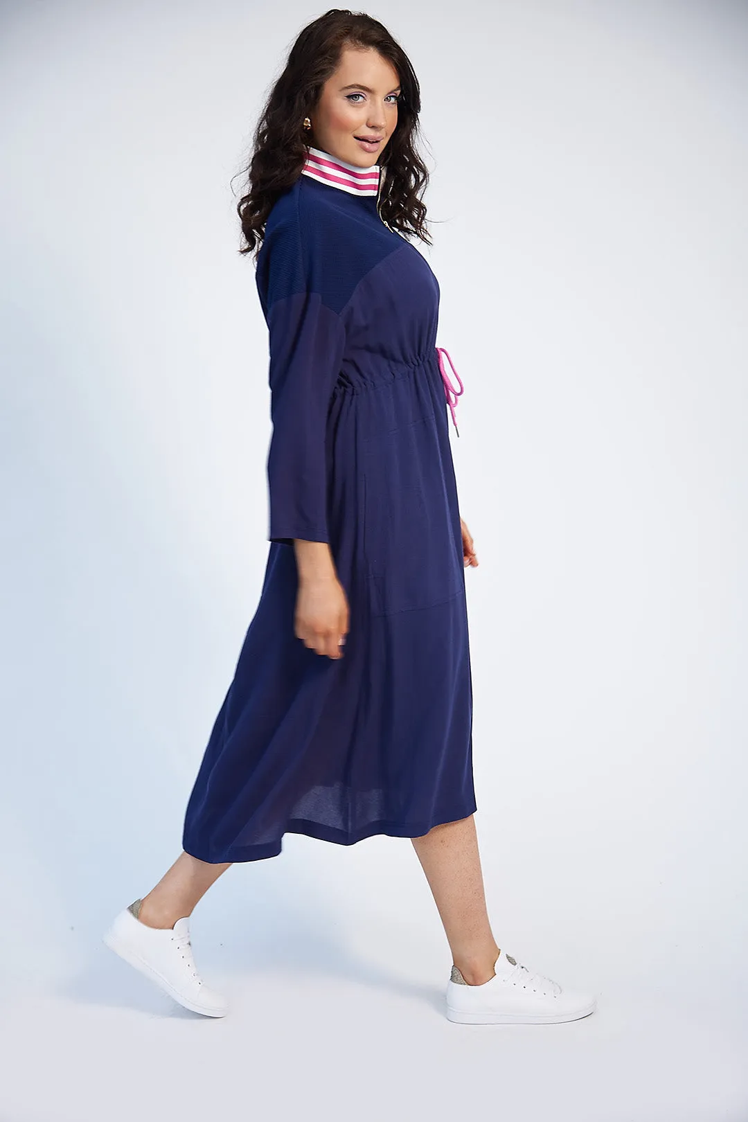 Katie Drawstring Dress (Navy)