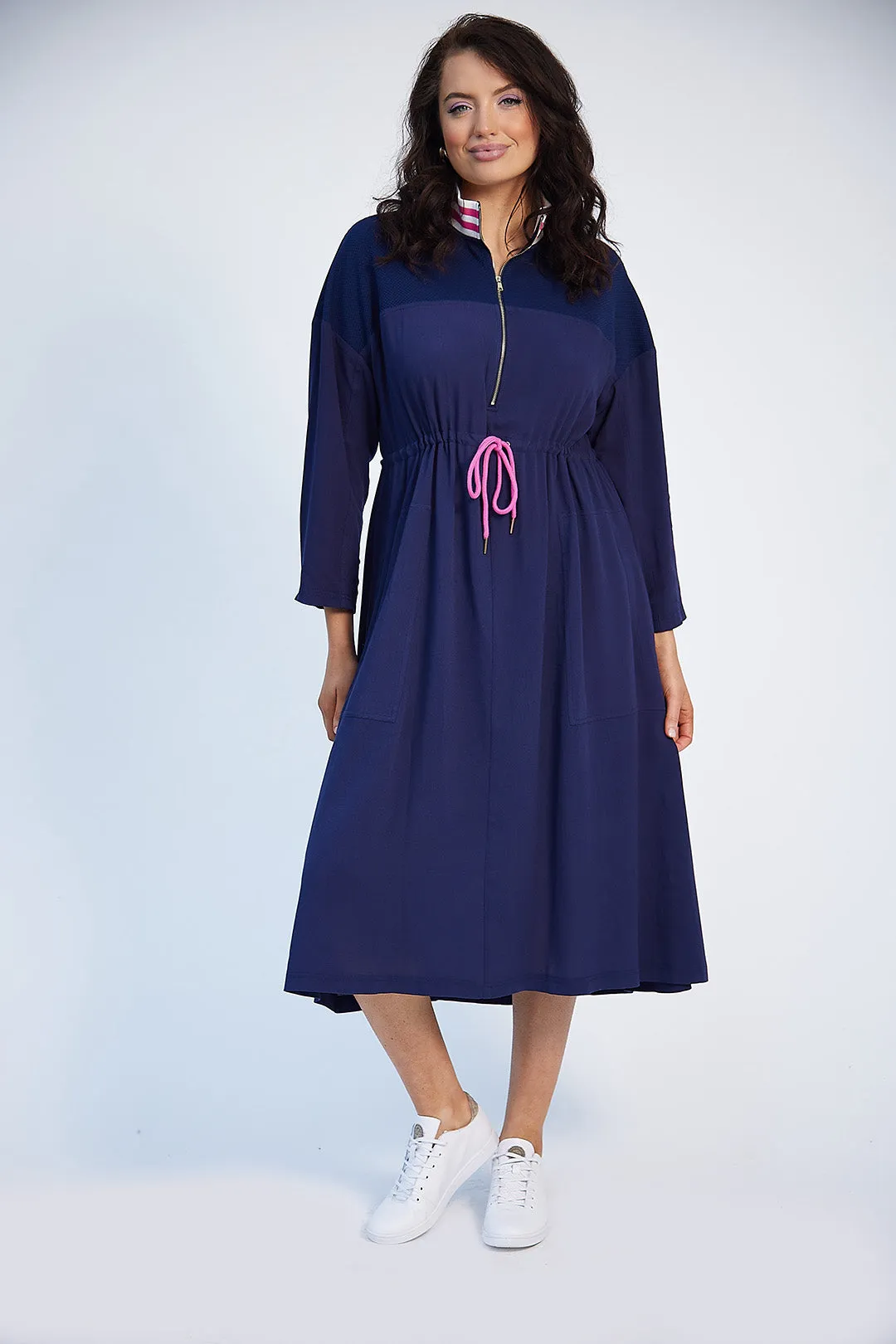 Katie Drawstring Dress (Navy)