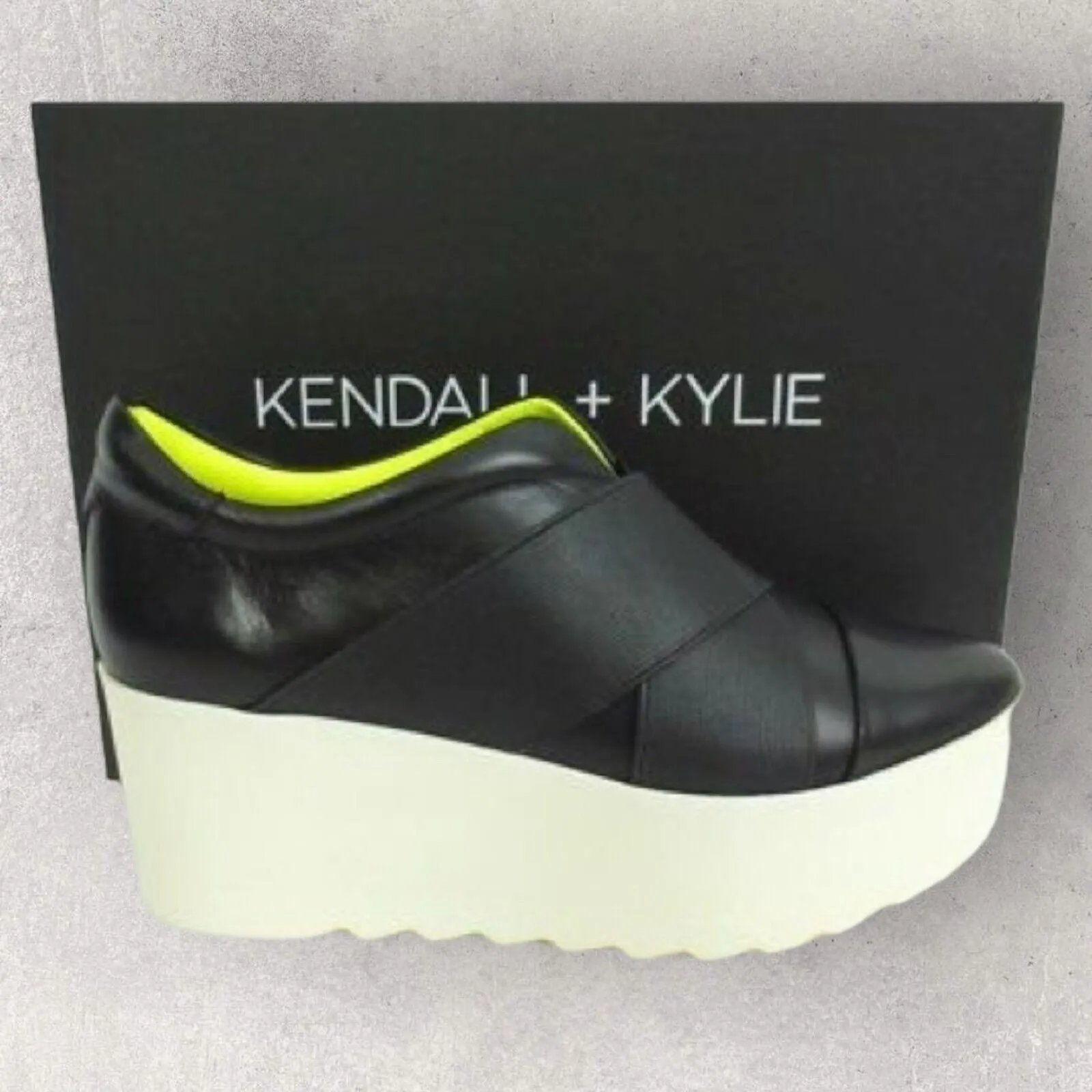 Kendall   Kylie Tasha Black Wedge Sneaker UK 7.5  US 9.5M EU 40.5