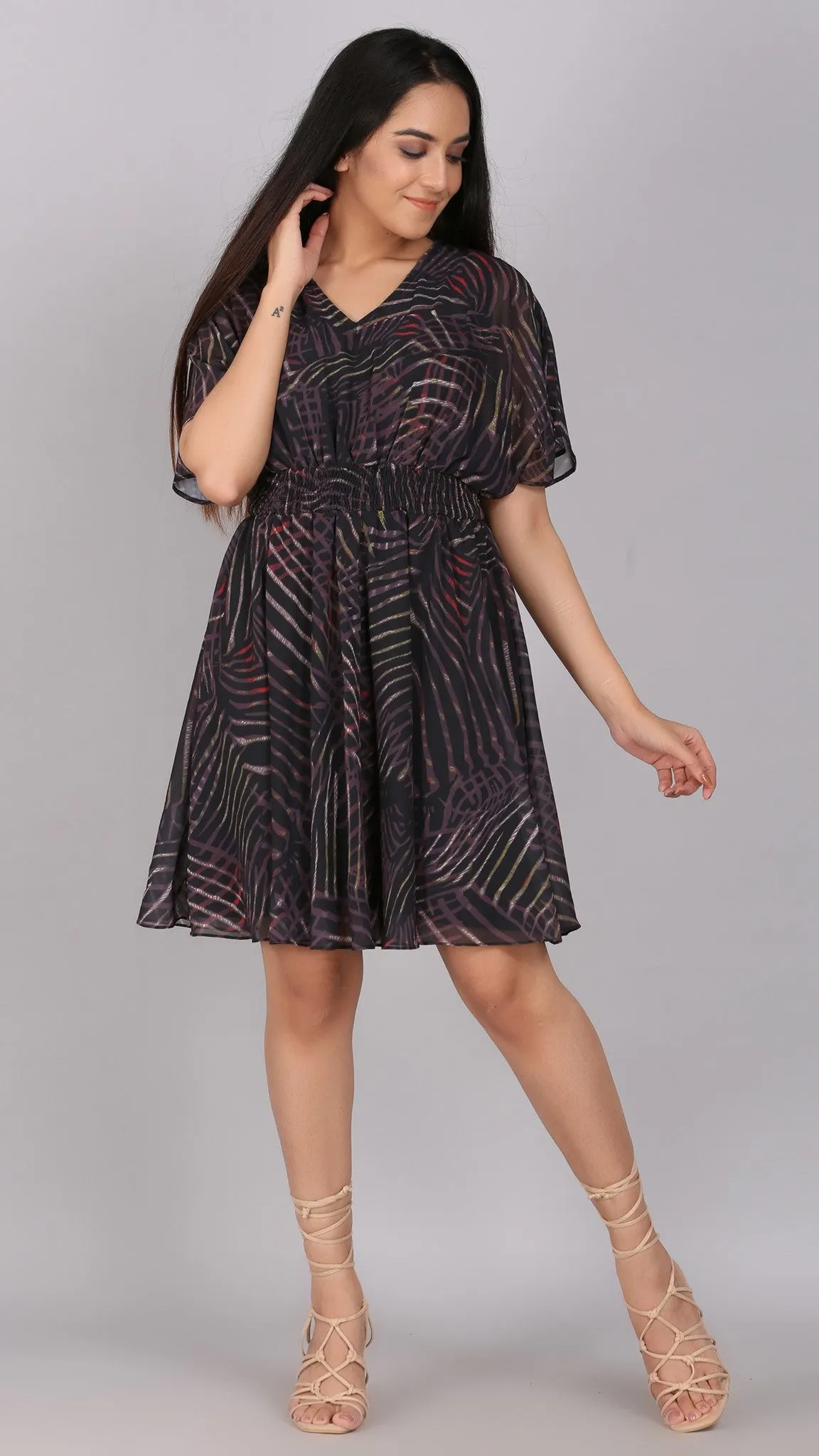 Kimono Sleeves Printed Dress