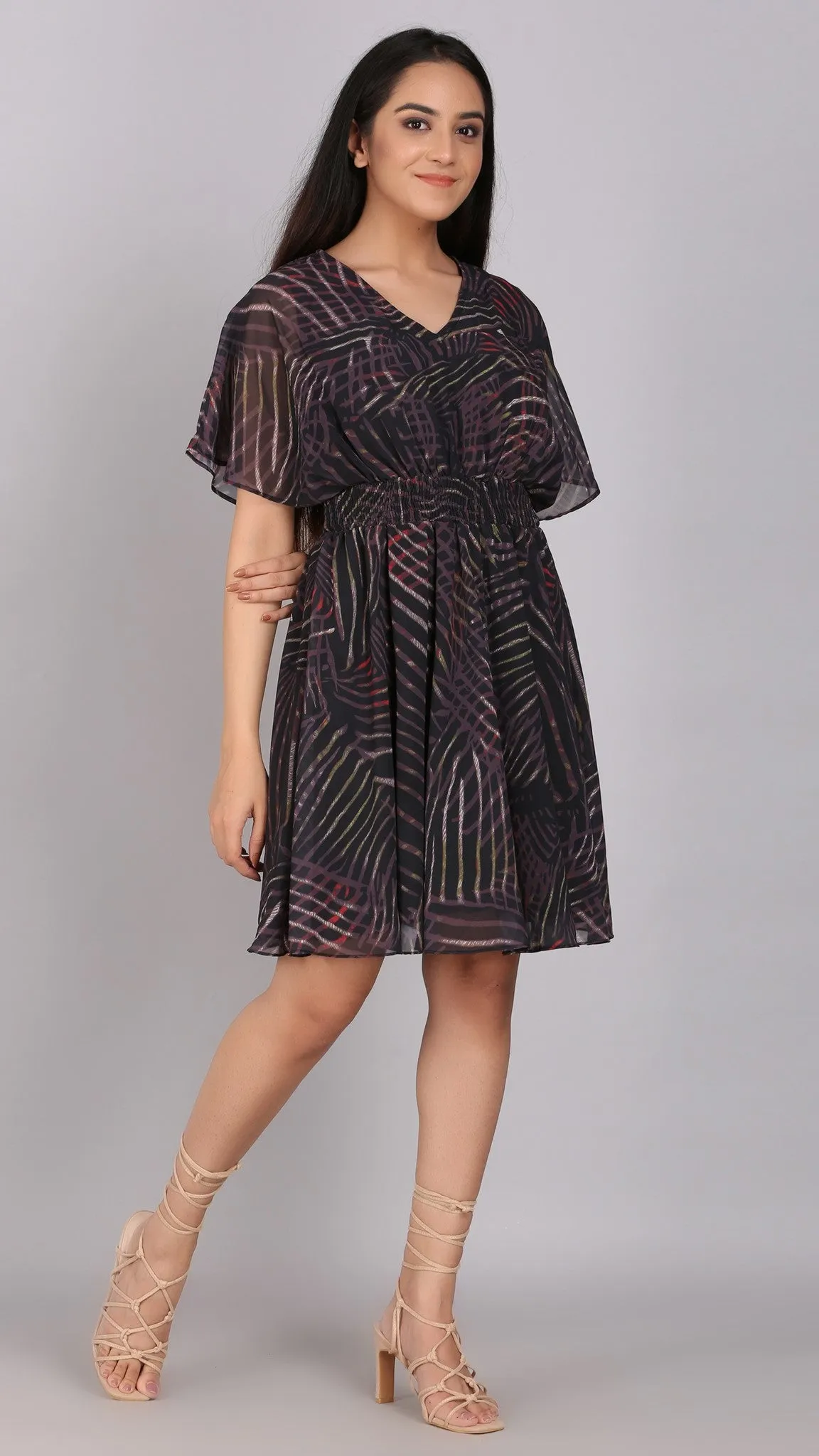 Kimono Sleeves Printed Dress