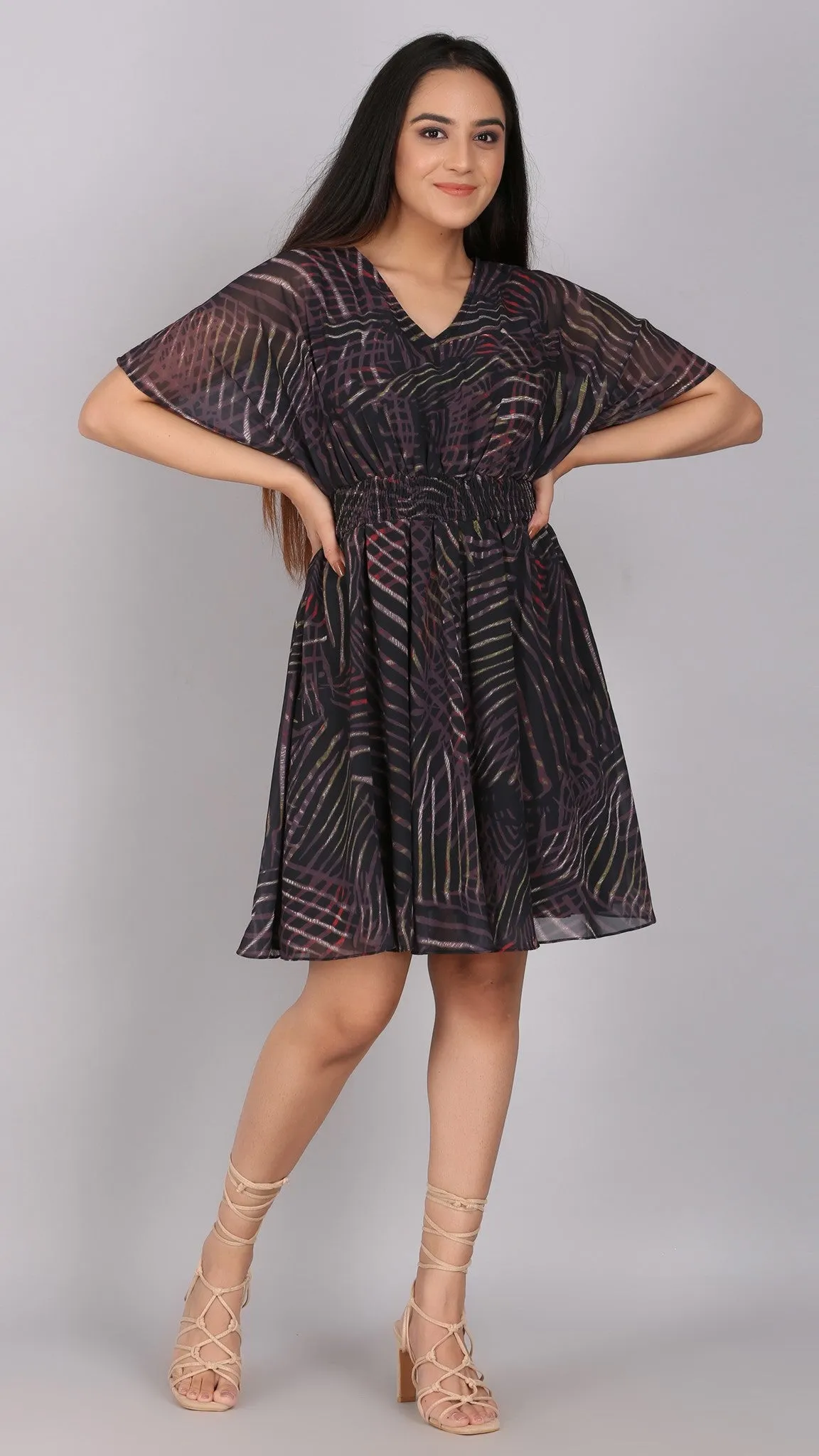 Kimono Sleeves Printed Dress