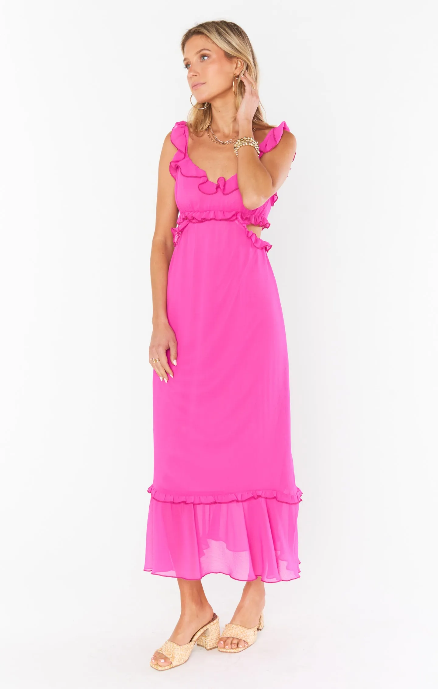 Lane Midi Dress ~ Pink Chiffon