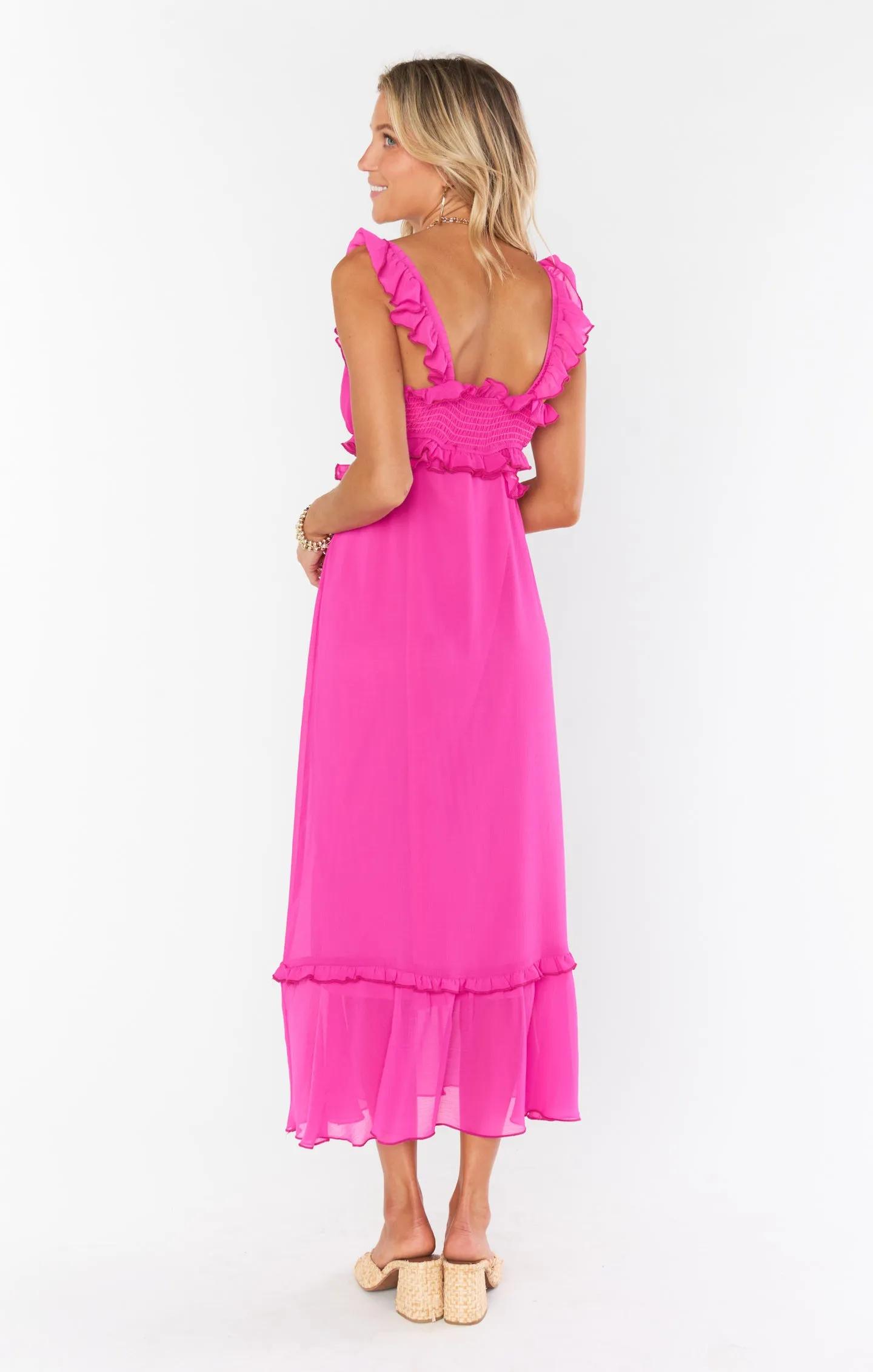 Lane Midi Dress ~ Pink Chiffon