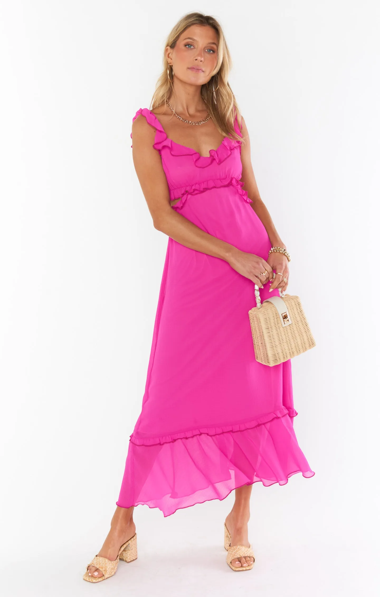 Lane Midi Dress ~ Pink Chiffon