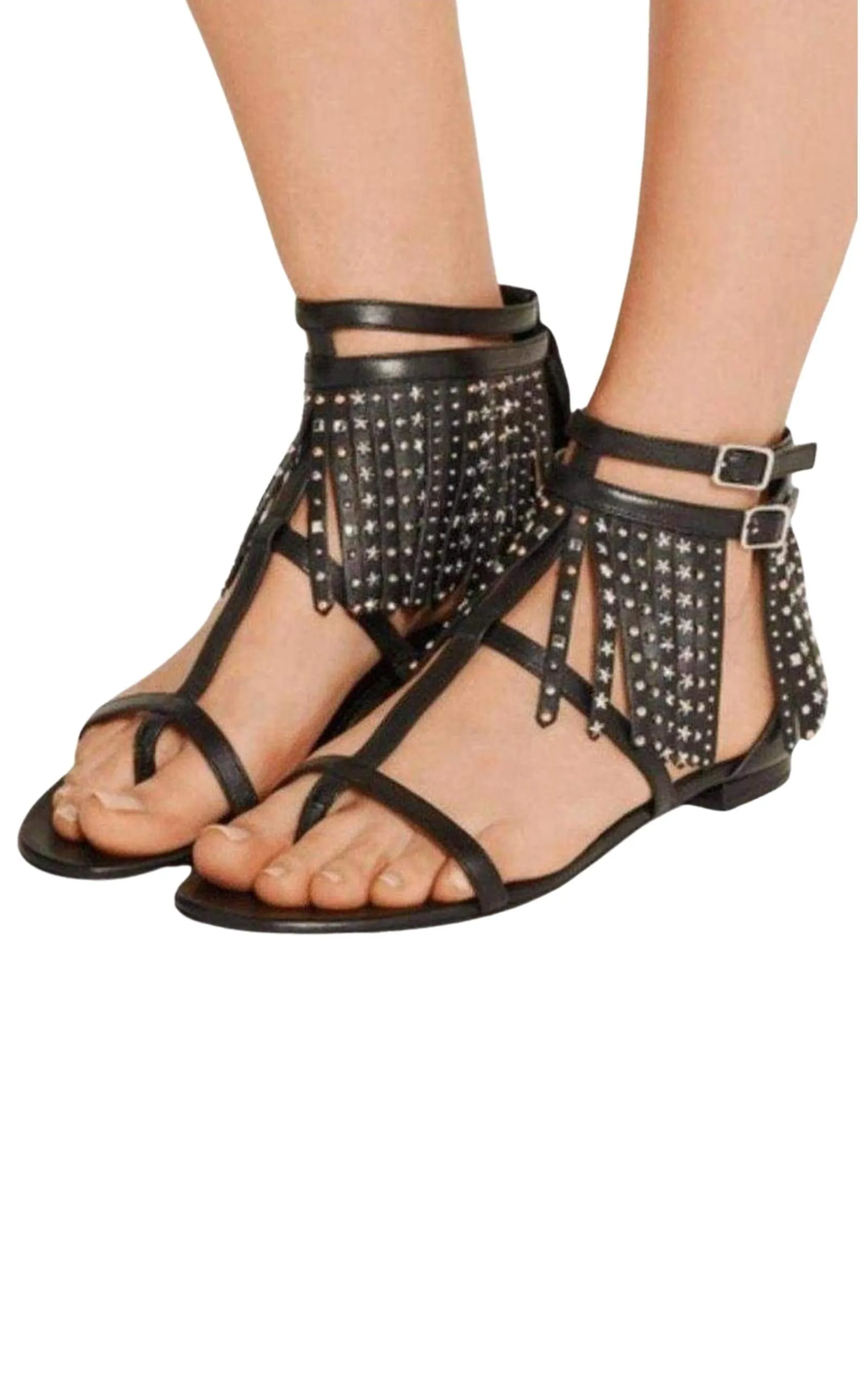 Leather Fringe Sandals