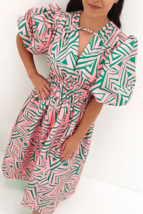 Madison Midi Dress Pink Green