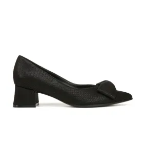 Mavis Bow Pump Glossy Suede Black