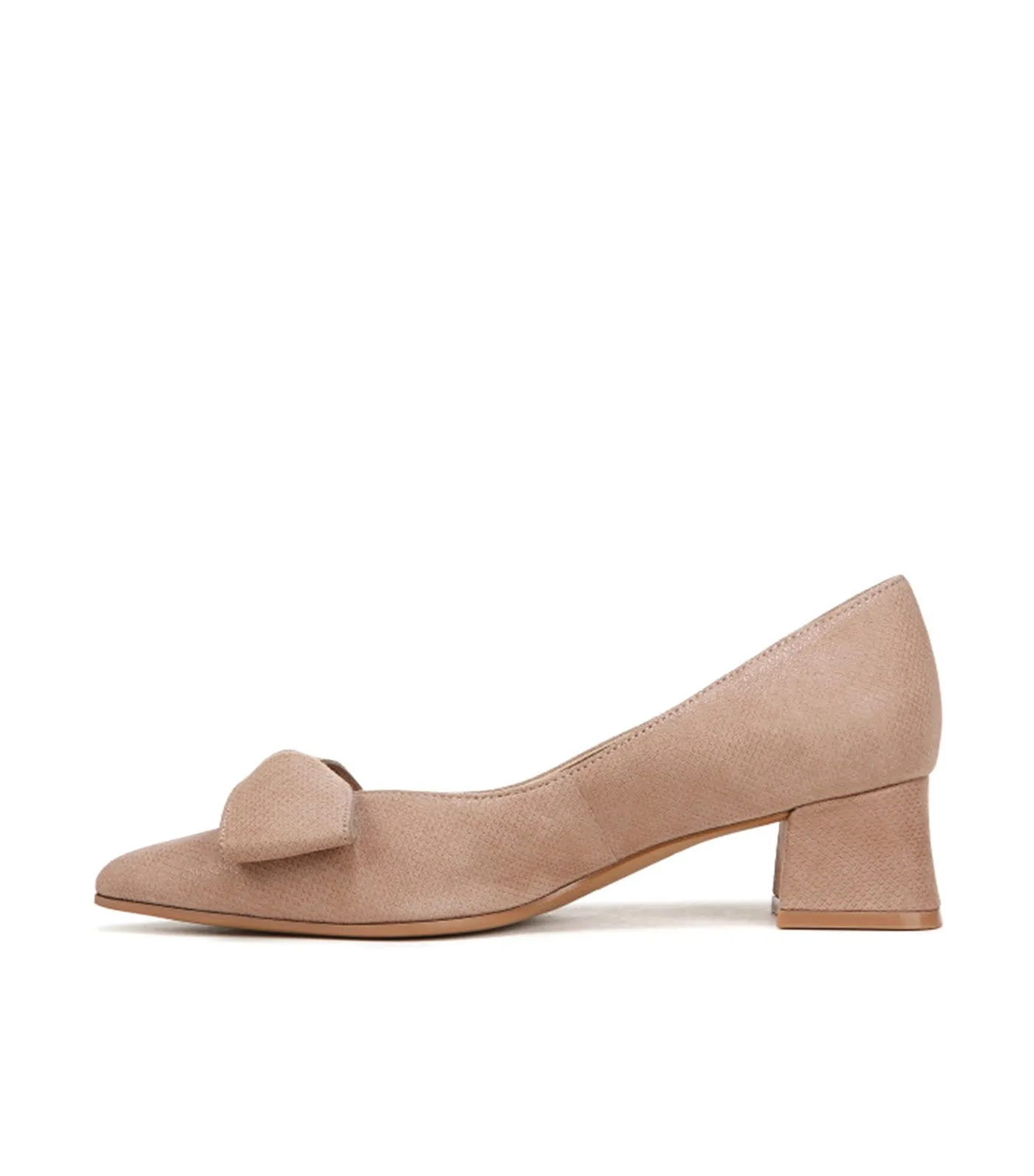 Mavis Bow Pump Glossy Suede Tan