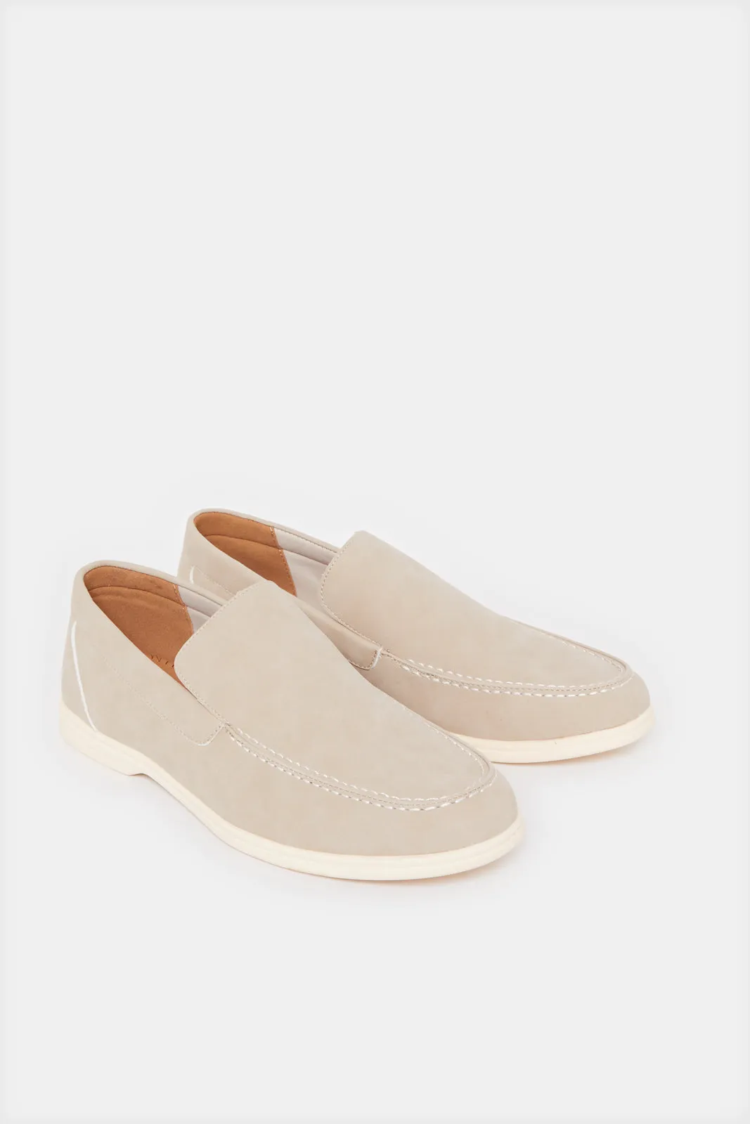 Men Beige Plain Loafer