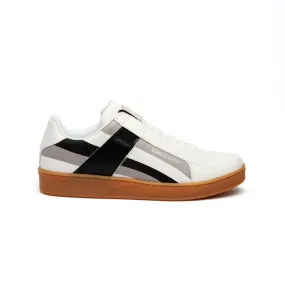 Men's Icon Cross White Gray Black Leather Sneakers 02983-980